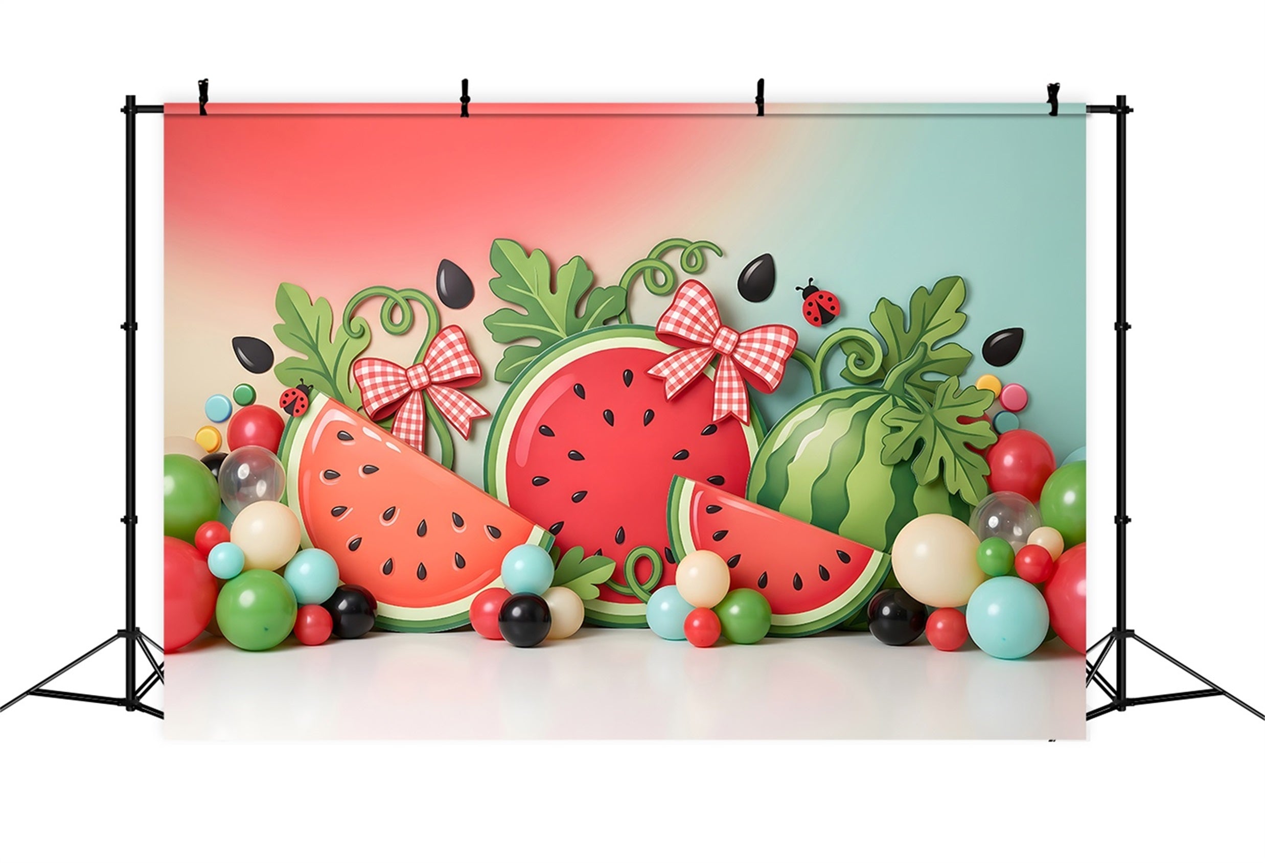 Children Backdrop Watermelon Bow Summer Balloon Backdrops for Newborn Photography CEM65-35