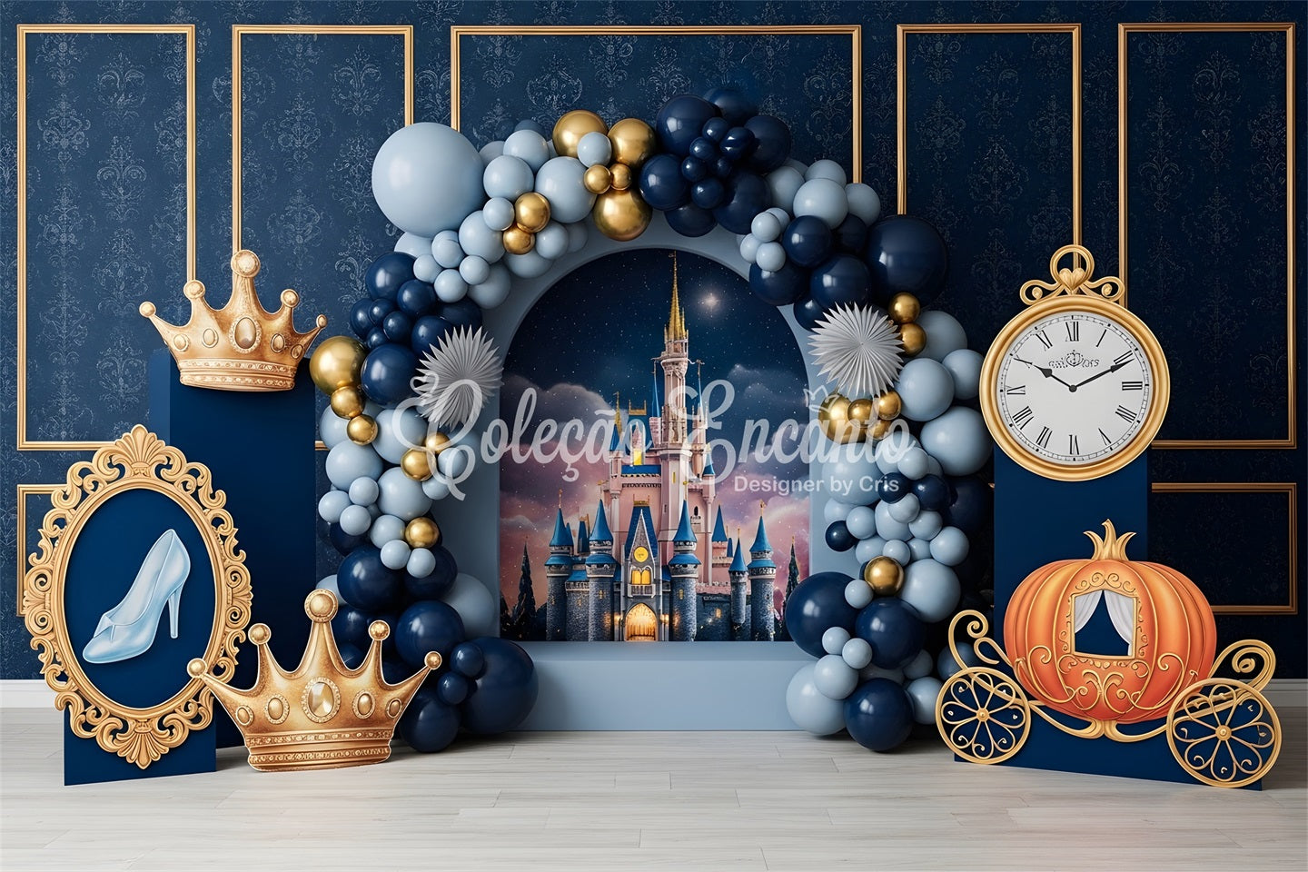 Backdrop for Children Midnight Castle Crown Carriage Decor Newborn Photo Backdrops CEM65-46