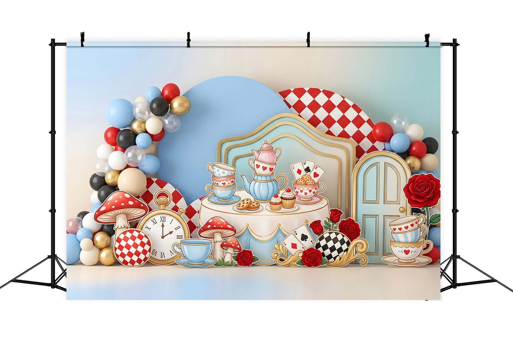 Newborn Fabric Backdrops Wonderland Tea Party Balloon Photography Backdrops Kids CEM65-53