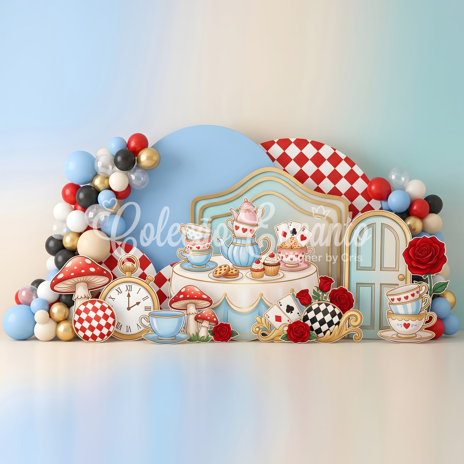 Newborn Fabric Backdrops Wonderland Tea Party Balloon Photography Backdrops Kids CEM65-53