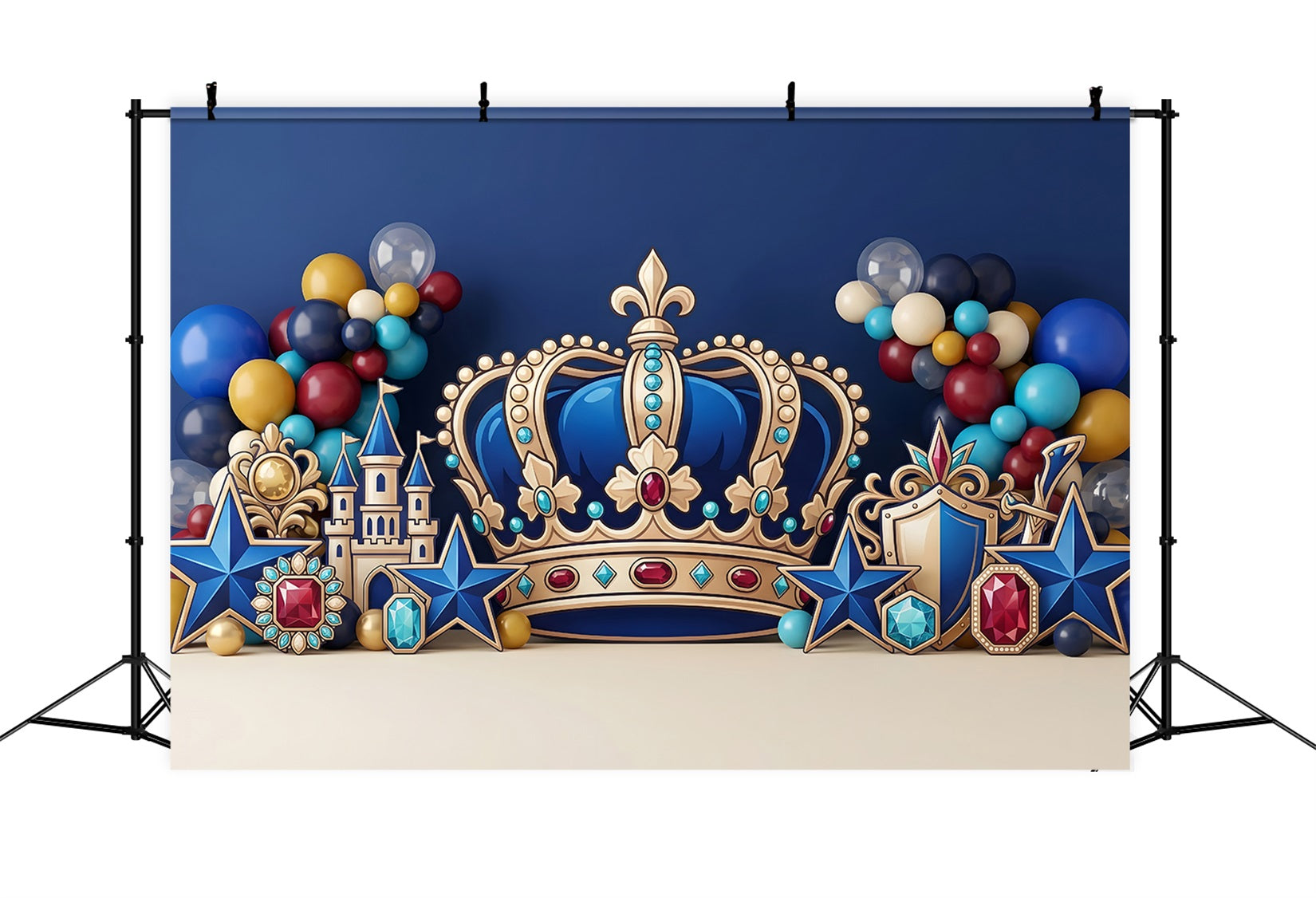 Backdrops for Children Photography Royal Blue Crown Castle Child Backdrop CEM65-55