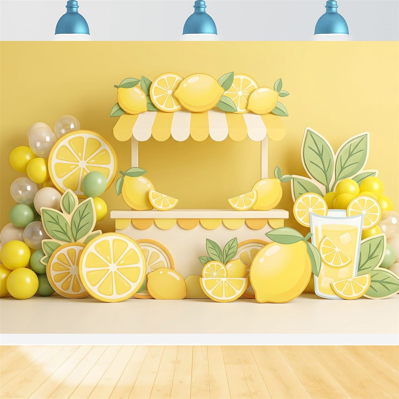 Kids Backdrop Lemonade Stand Citrus Balloon Children Backdrop CEM65-57