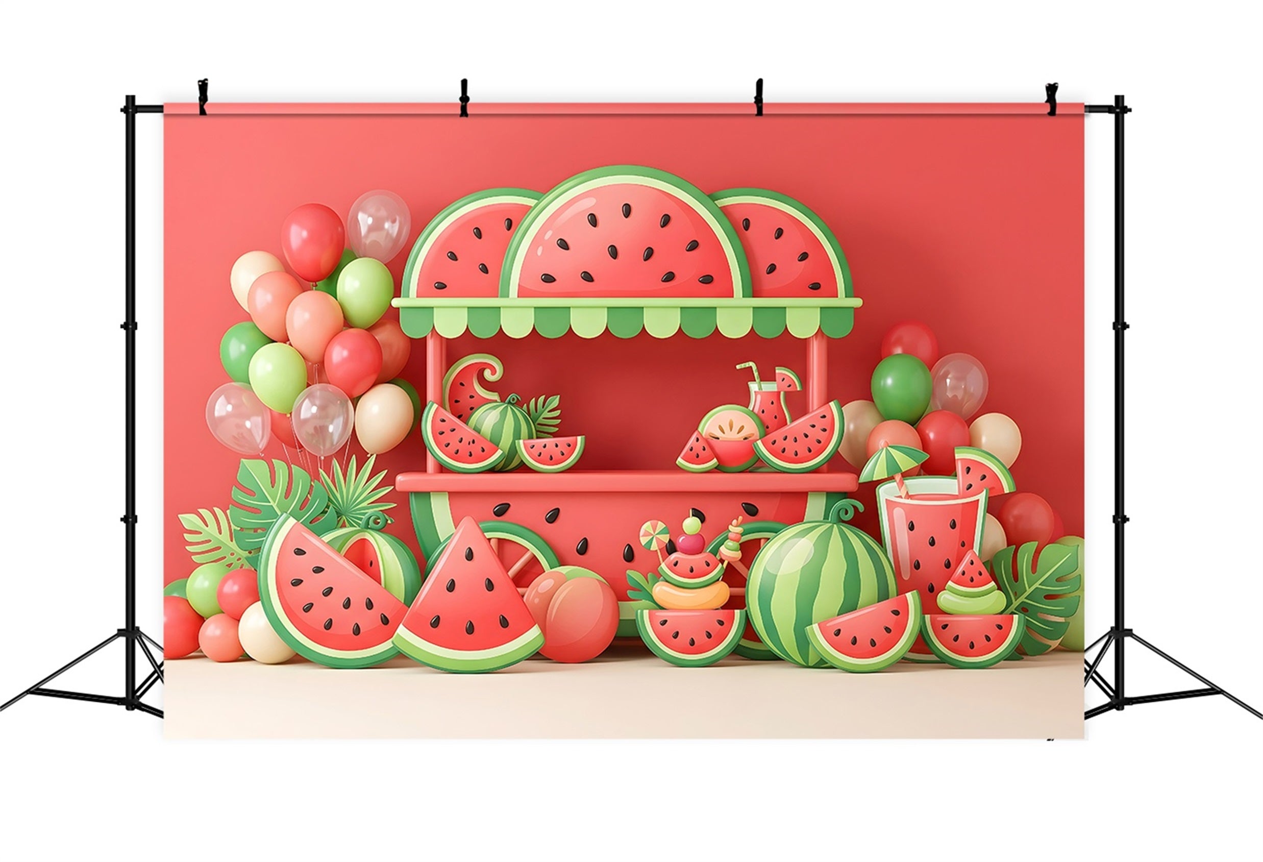 Kids Photo Backdrop Watermelon Cart Summer Balloon Childrens Backdrops CEM65-58