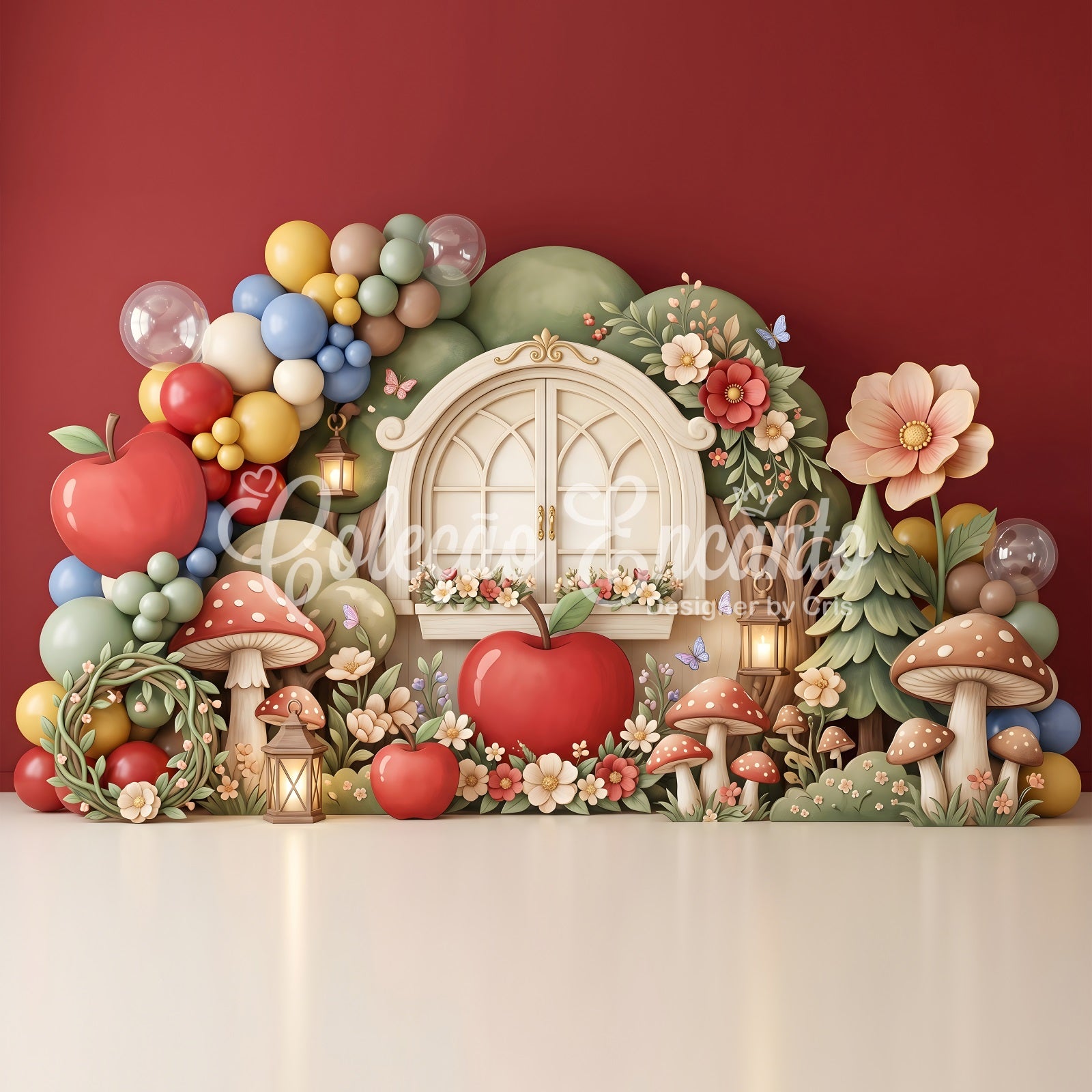 Newborn Backdrop Apple Mushroom Window Lantern Garden Children's Backdrop CEM65-62