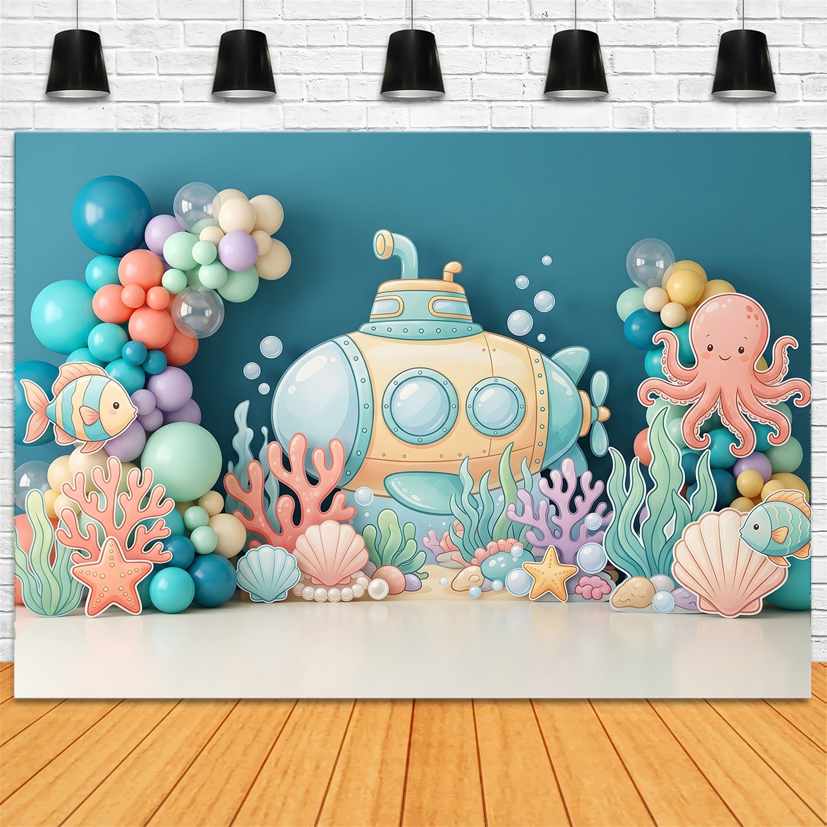 Backdrops for Newborn Photography Submarine Ocean Coral Balloon Garden Childrens Photo Backdrops CEM65-63