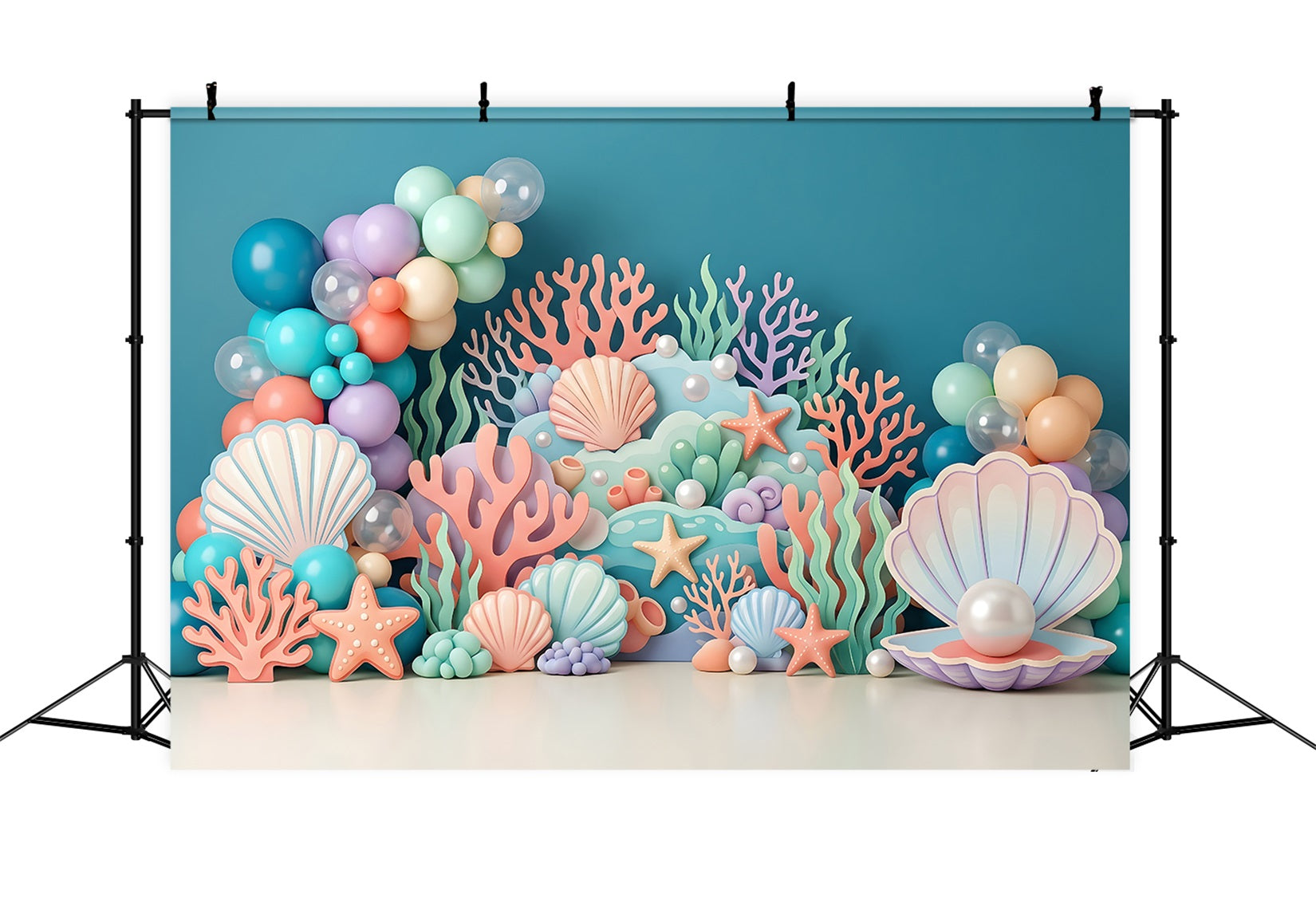 Newborn Backdrop Fabric Pastel Seashell Coral Balloon Photography Backdrops for Children CEM65-66