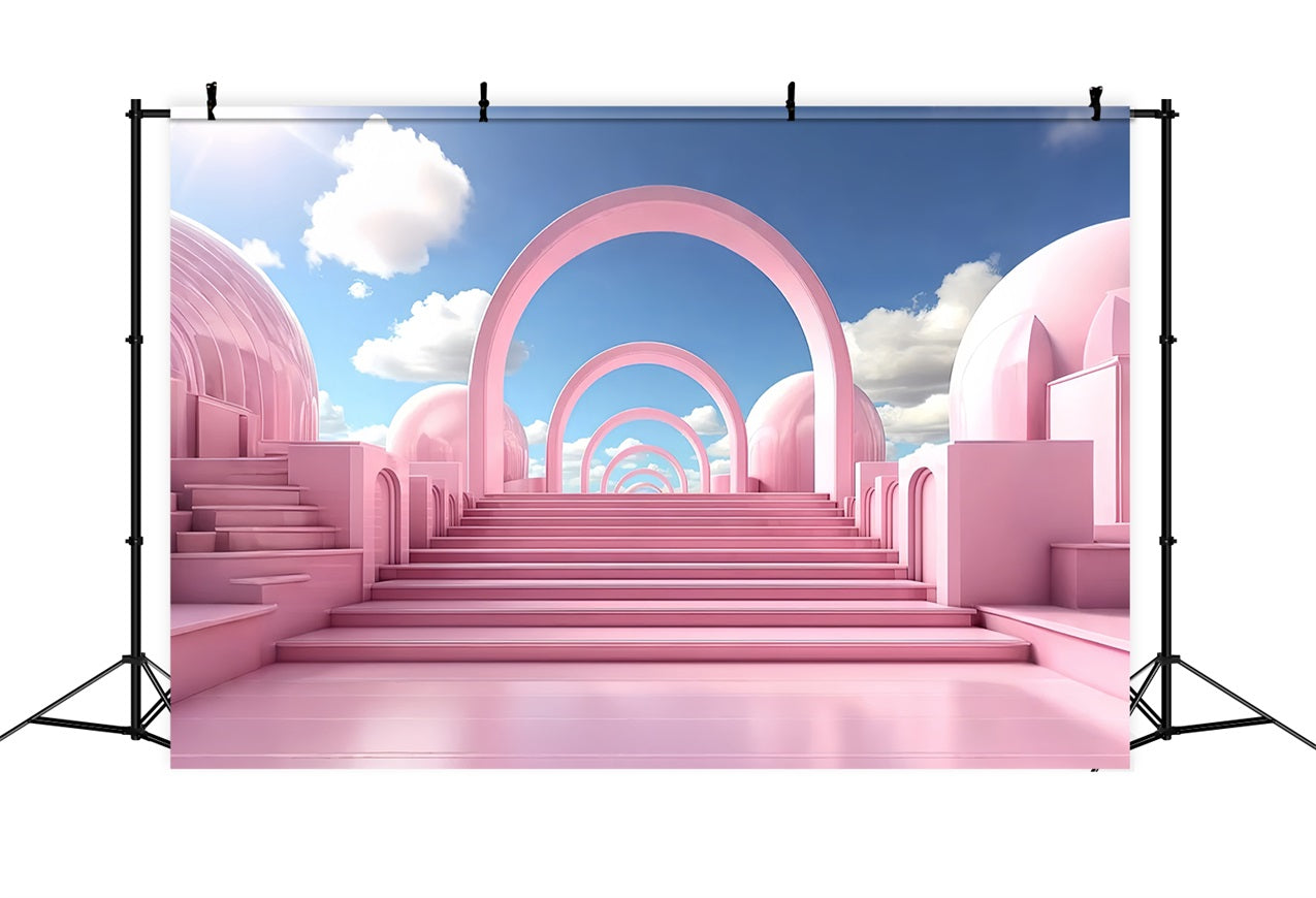 Fashion Doll Backdrop Photo Backdrop Dreamy Pastel Arches Stairway Backdrop CJJ2-101