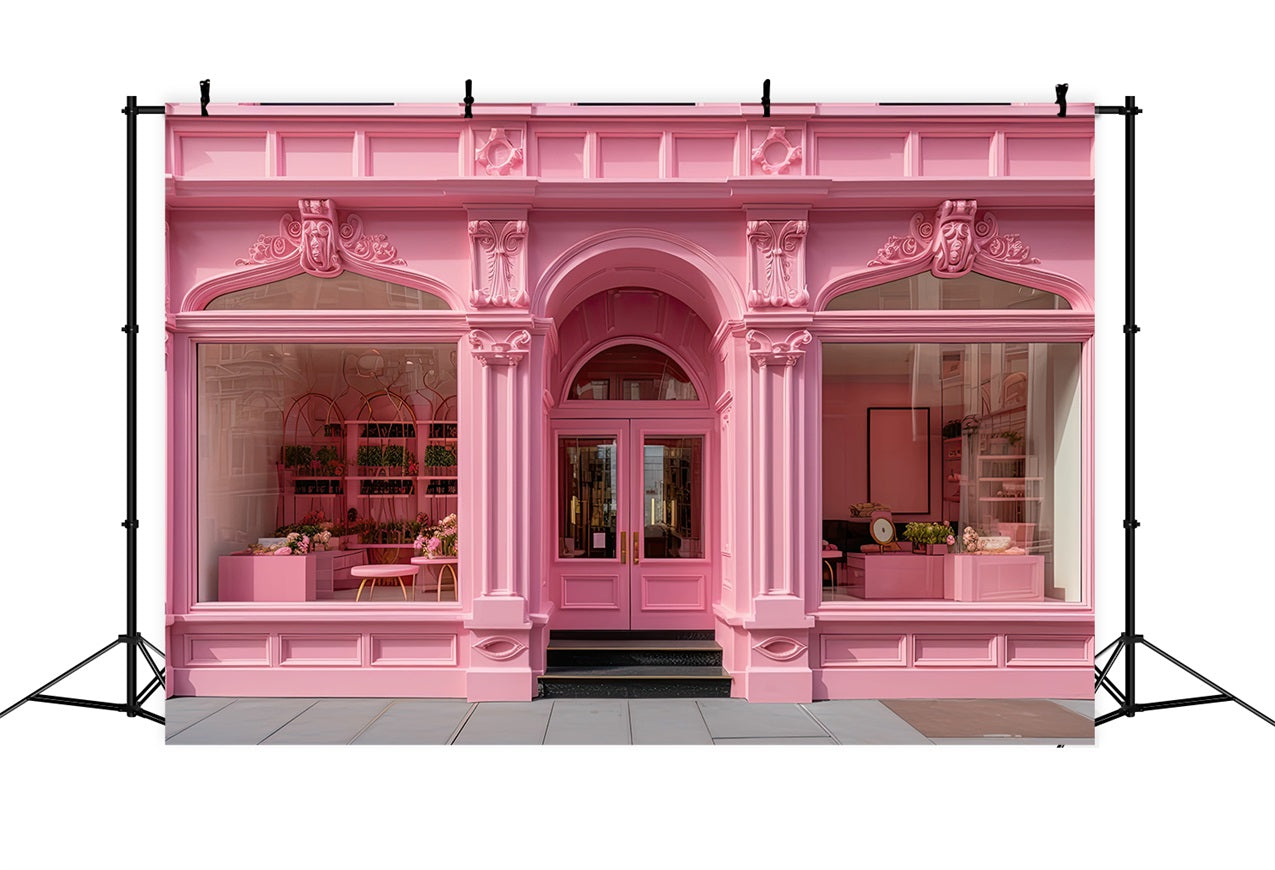 Pink Girl Photoshoot Backdrop Parisian Pink Shopfront Backdrop CJJ2-103