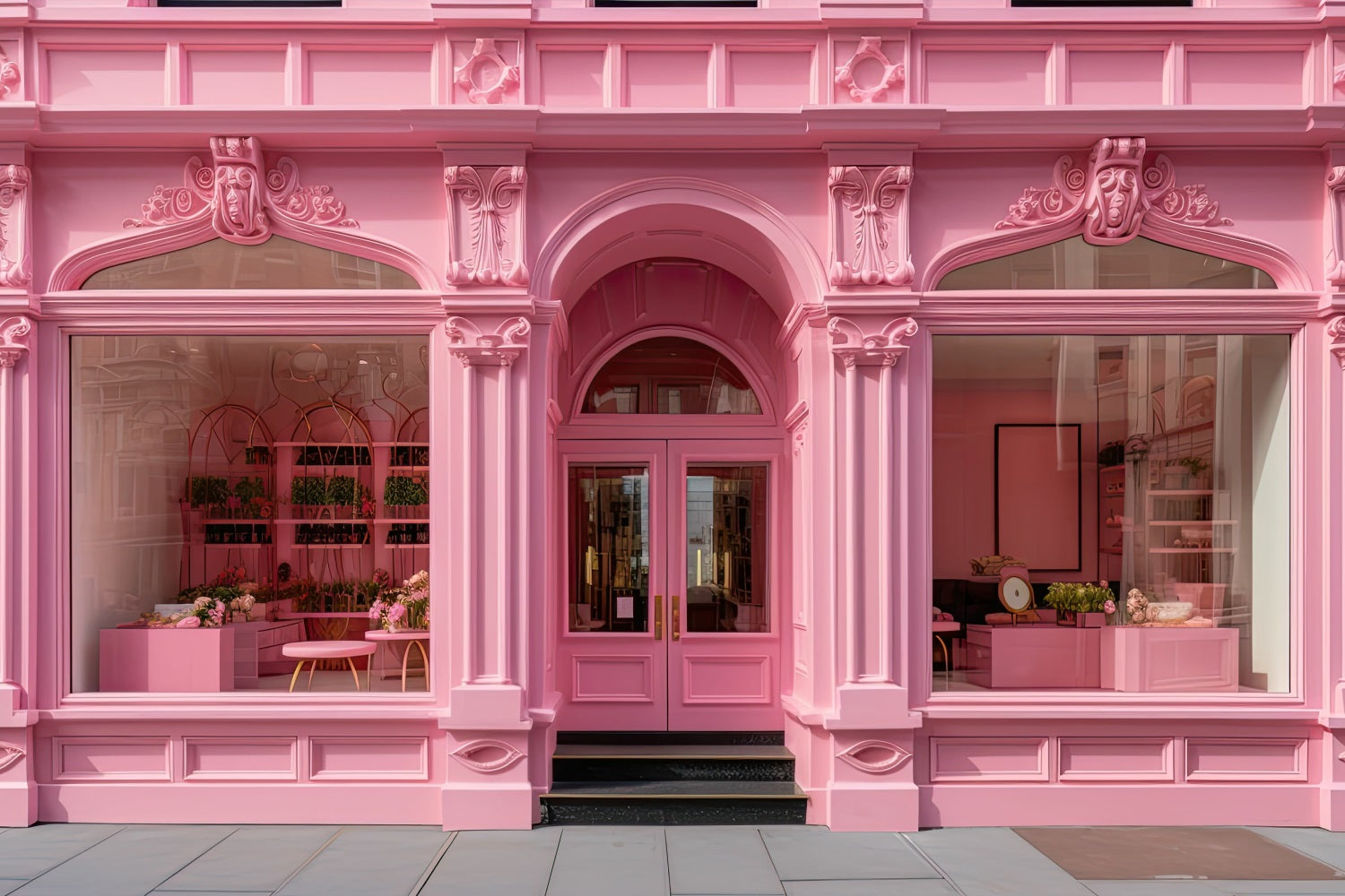 Pink Girl Photoshoot Backdrop Parisian Pink Shopfront Backdrop CJJ2-103