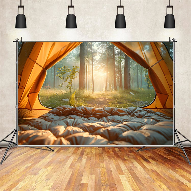 Forest Photo Backdrop Morning Misty Forest Camping Backdrop CJJ2-41