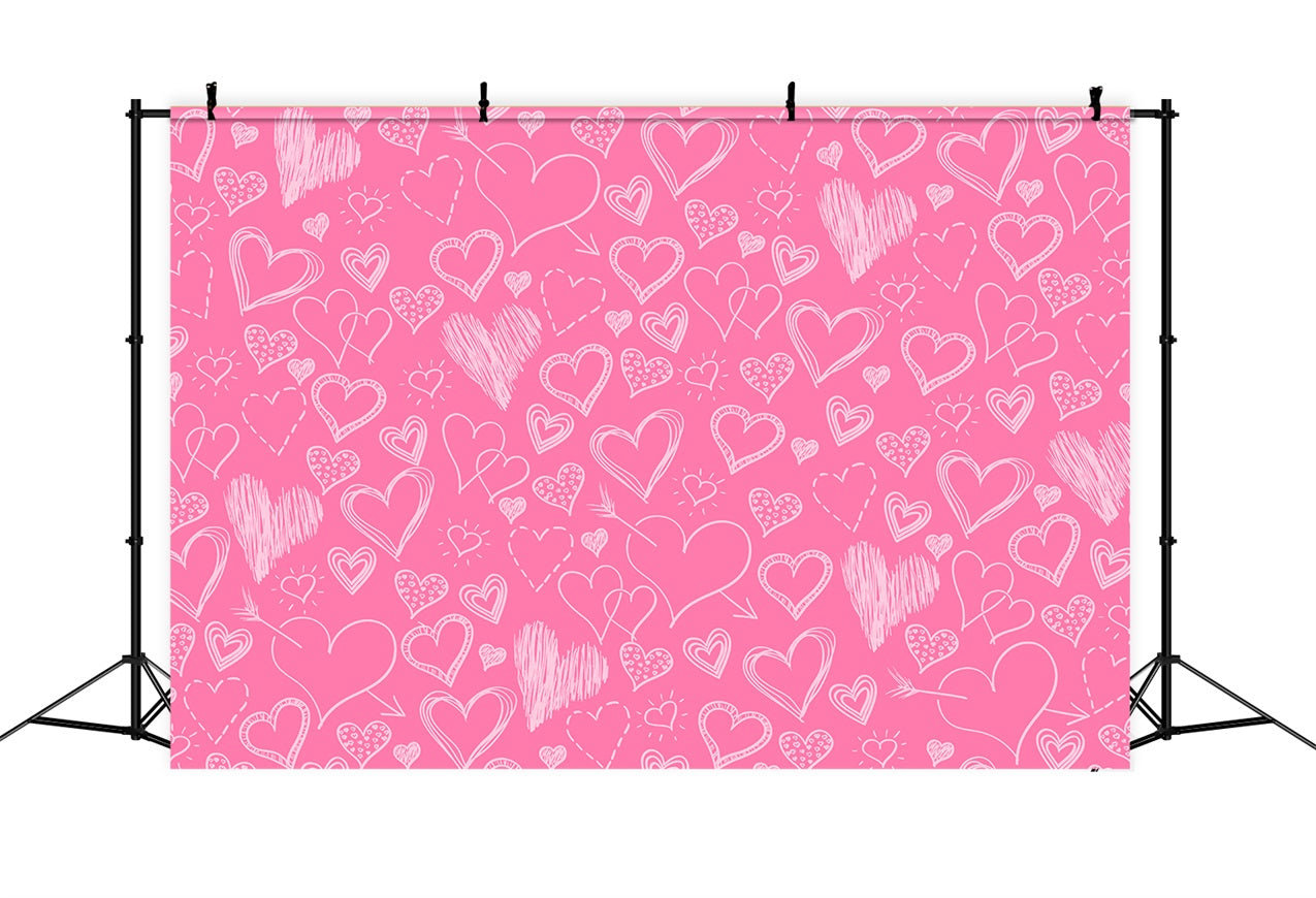 Pink Girl Backdrop Hand-Drawn Pink Hearts Backdrop CJJ2-70