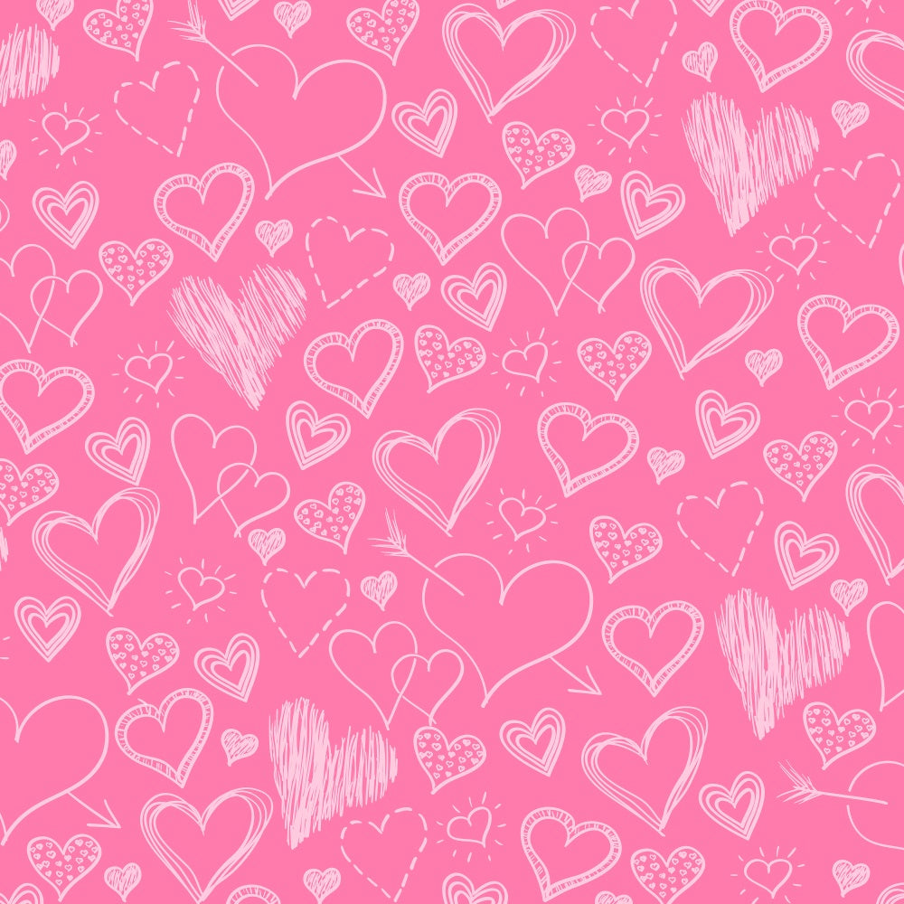 Pink Girl Backdrop Hand-Drawn Pink Hearts Backdrop CJJ2-70