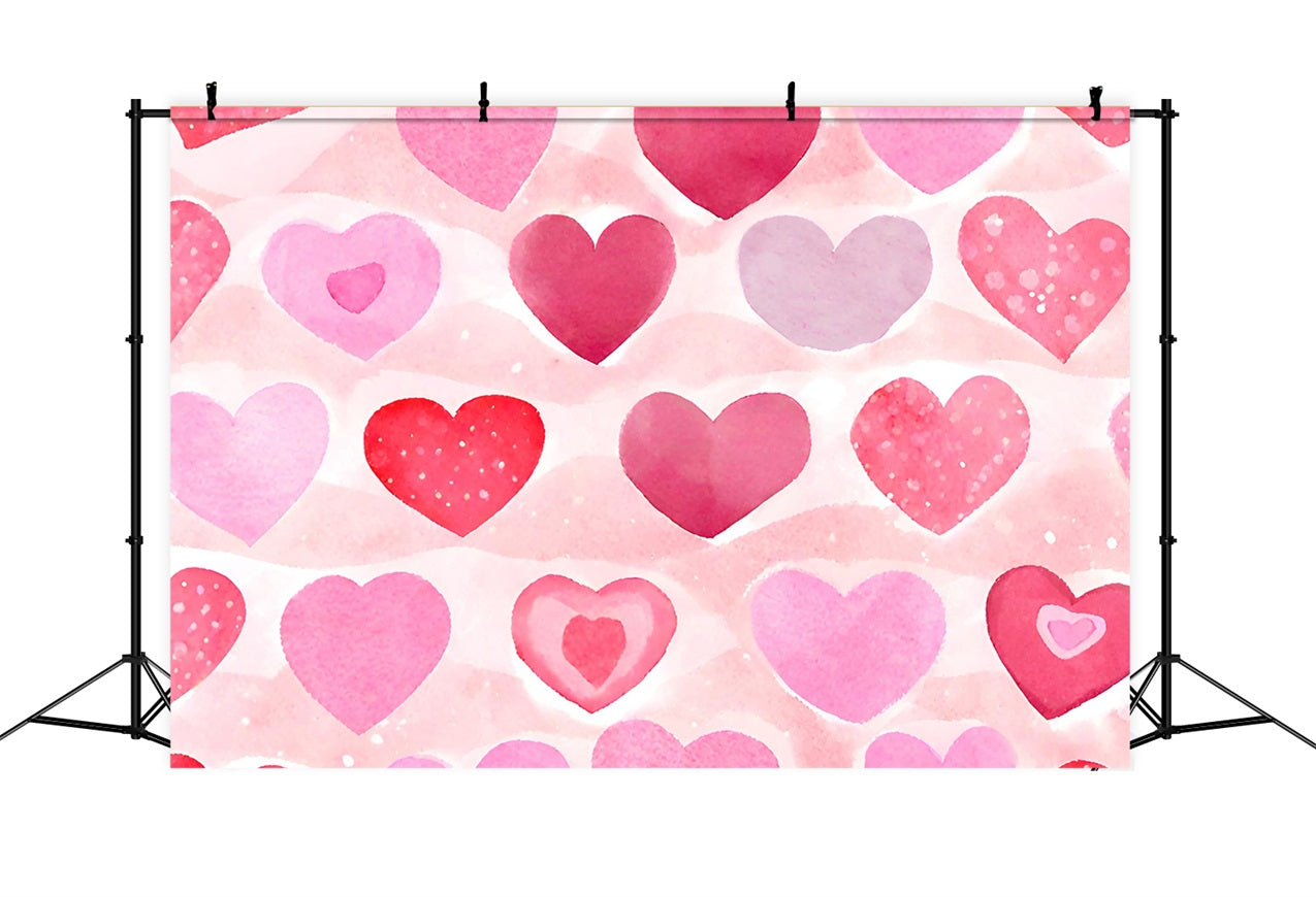Pink Girl Backdrops Romantic Watercolor Hearts Backdrop CJJ2-72