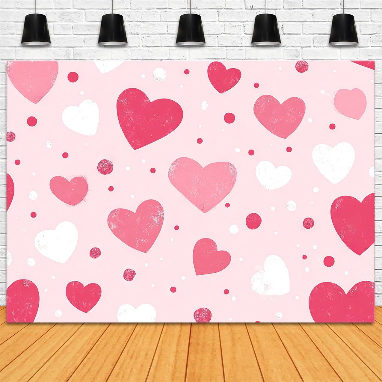 Pink Girl Backdrop Polka Dot Hearts Backdrop CJJ2-73
