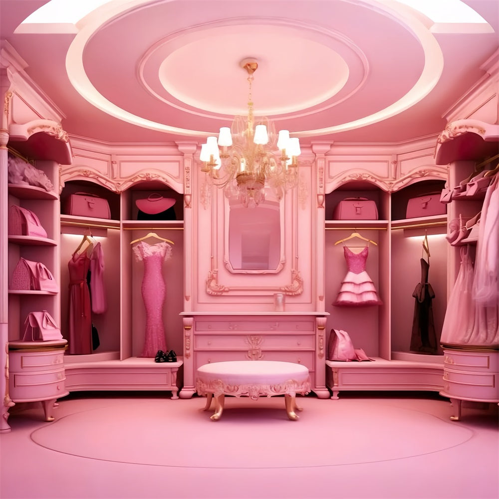 Pink Fashion Doll Backdrop Photo Luxury Closet Backdrop CJJ2-79