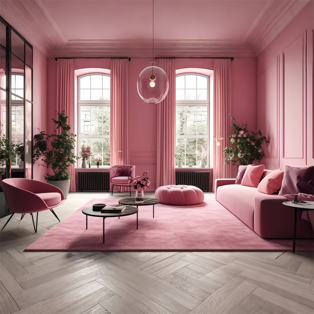 Pink Girl Themed Backdrop Soft Pink Lounge Backdrop CJJ2-88