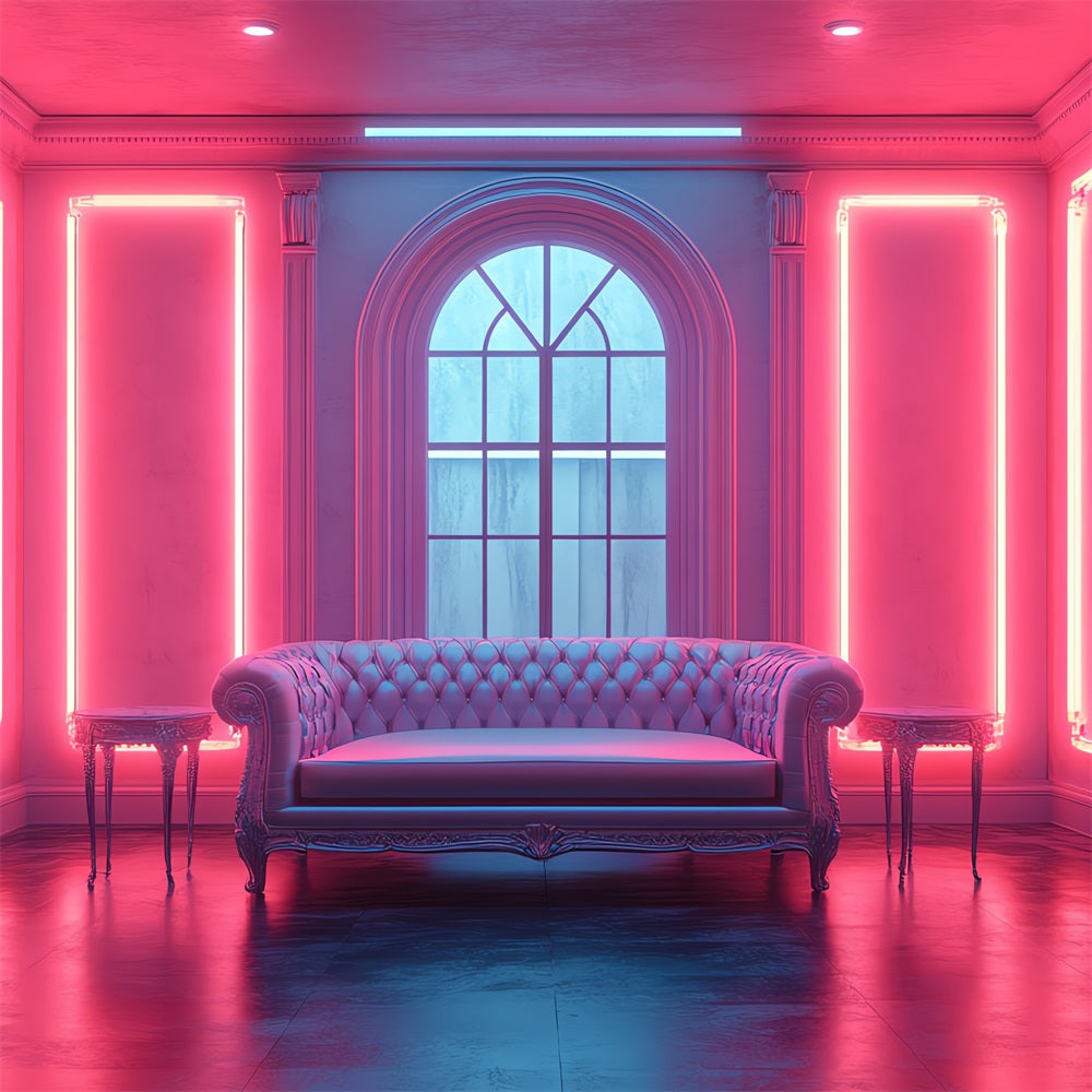 Fashion Doll Backdrop Photography Backdrop Vibrant Neon Lounge Backdrop CJJ2-90