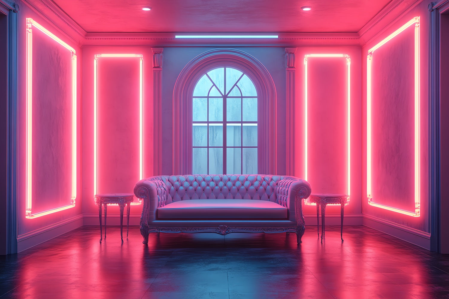 Fashion Doll Backdrop Photography Backdrop Vibrant Neon Lounge Backdrop CJJ2-90