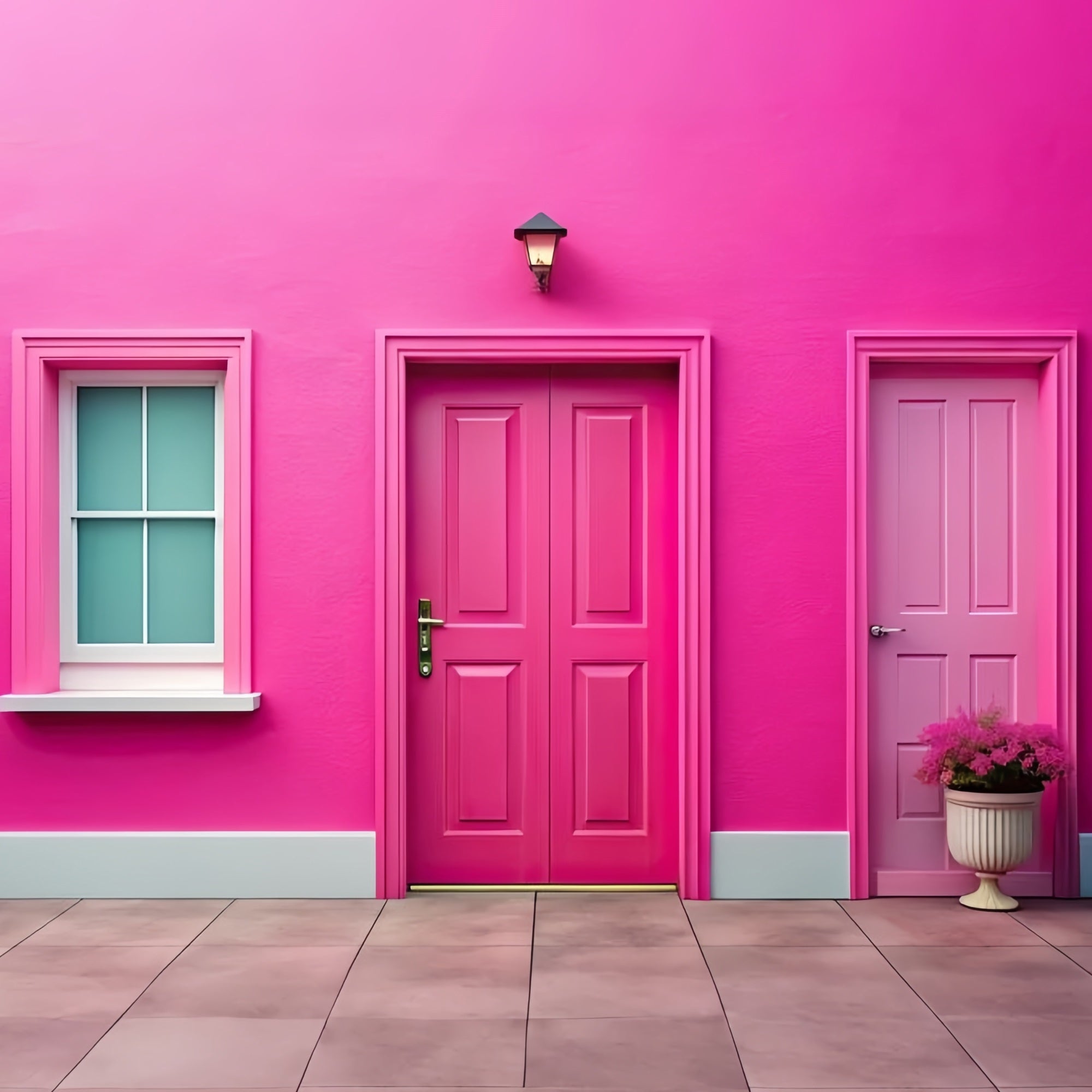 Fashion Doll Backdrop Photo Backdrop Chic Pink House Entrance Backdrop CJJ2-92