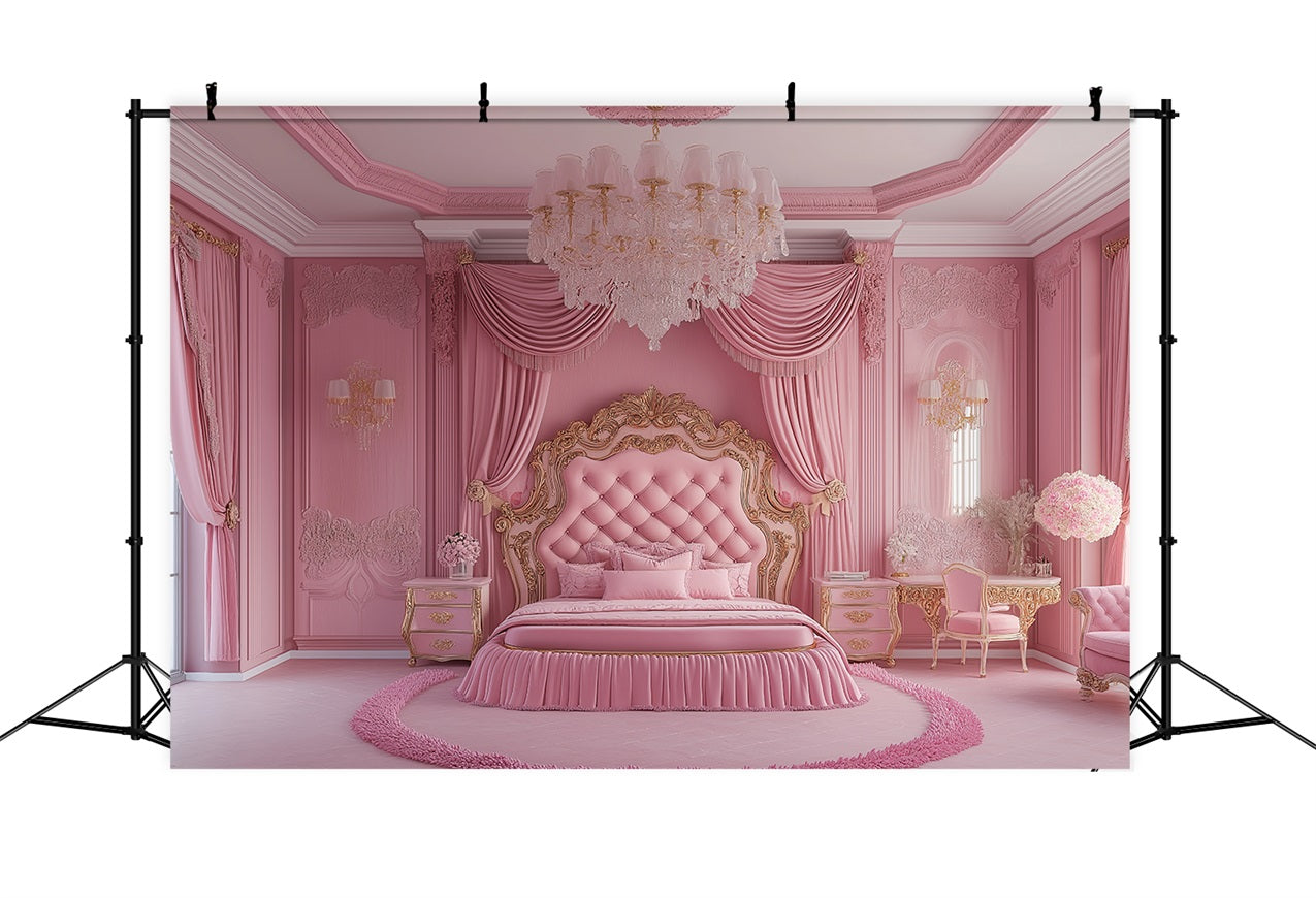 Fashion Doll Backdrop Backdrop Pink Baroque Bedroom Backdrop CJJ2-94