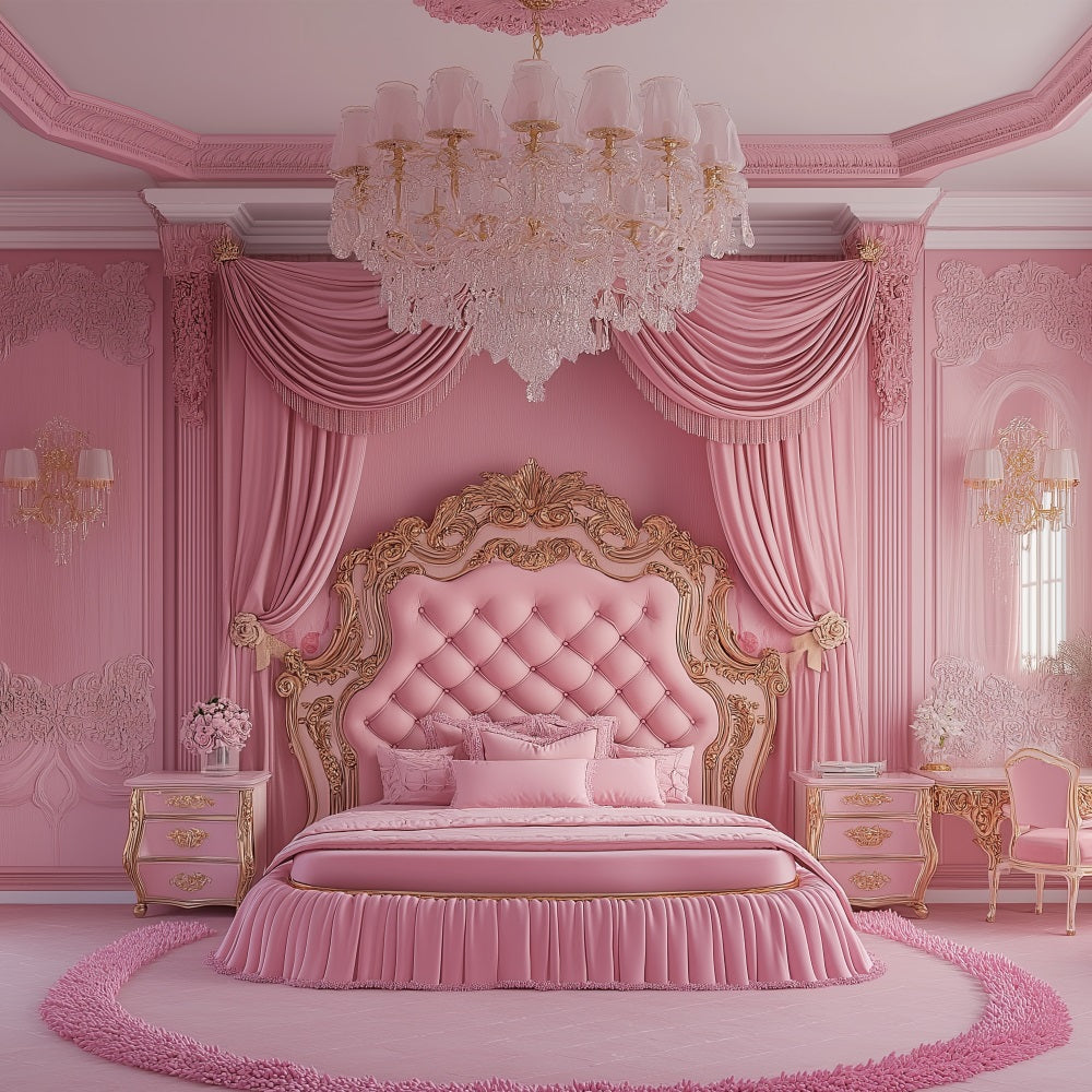 Fashion Doll Backdrop Backdrop Pink Baroque Bedroom Backdrop CJJ2-94