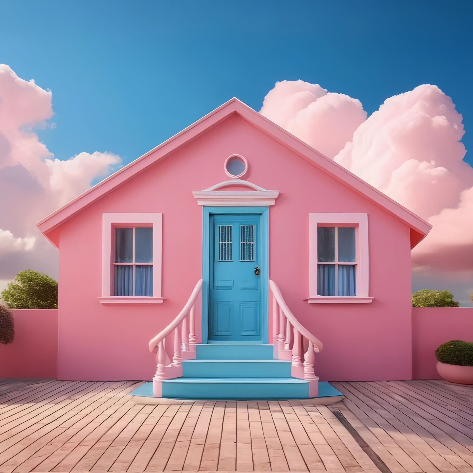 Fashion Doll Backdrop Dreamhouse Backdrop Fairy Tale Blue Door Backdrop CJJ2-97