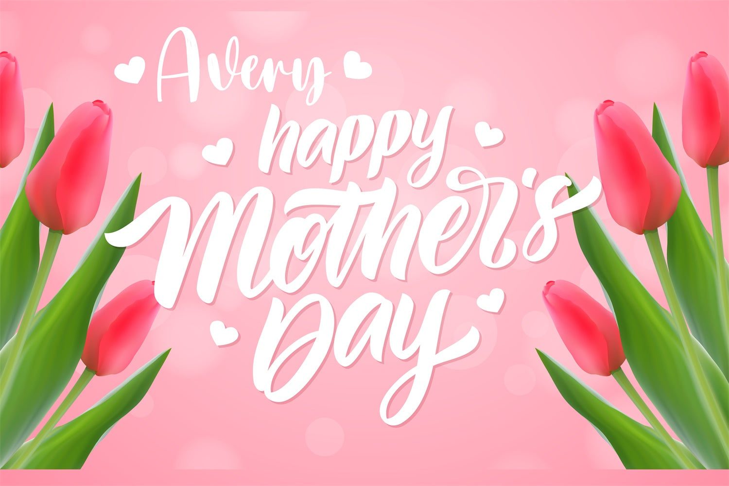 Mothers Day Backdrop Elegant Red Tulip Personalized Backdrop CJJ3-100