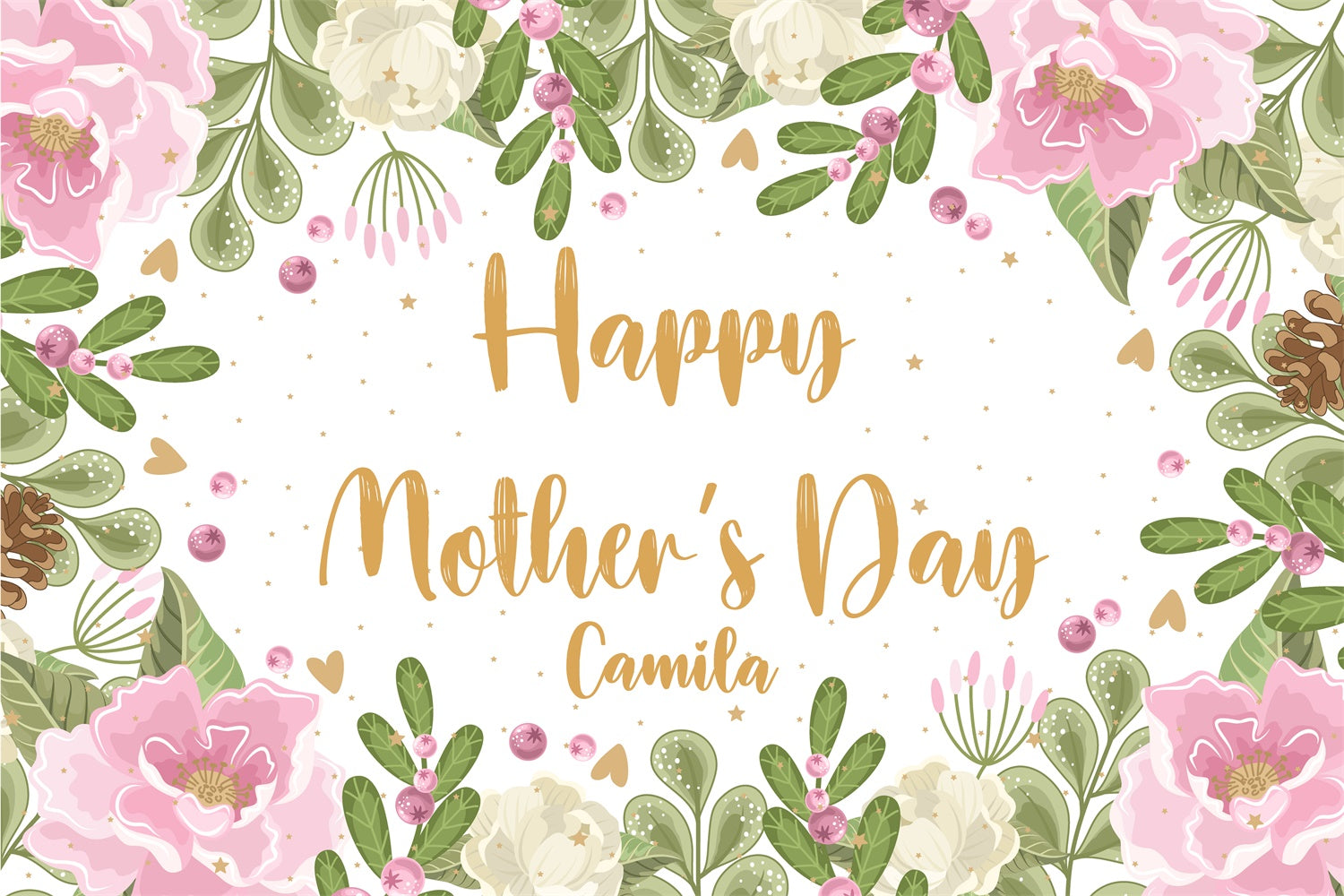 Mothers Day Backdrops Graceful Greenery Flowers Custom Backdrop CJJ3-102