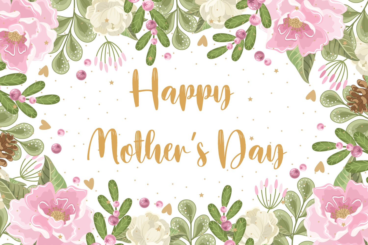 Mothers Day Backdrops Graceful Greenery Flowers Custom Backdrop CJJ3-102