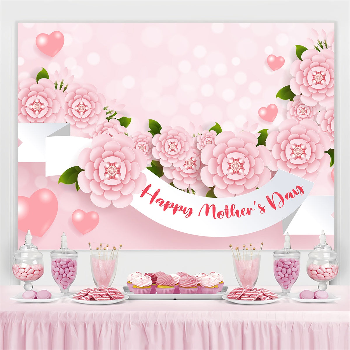 Mother's Day Backdrop Ideas Sweet Flower Bokeh Personalized Backdrop CJJ3-104