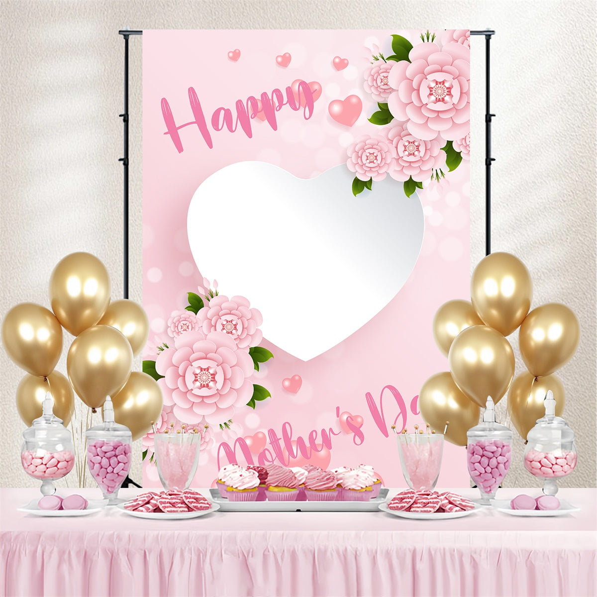 Mother's Day Backdrop Delicate Blush Rose Love Custom Backdrop CJJ3-105