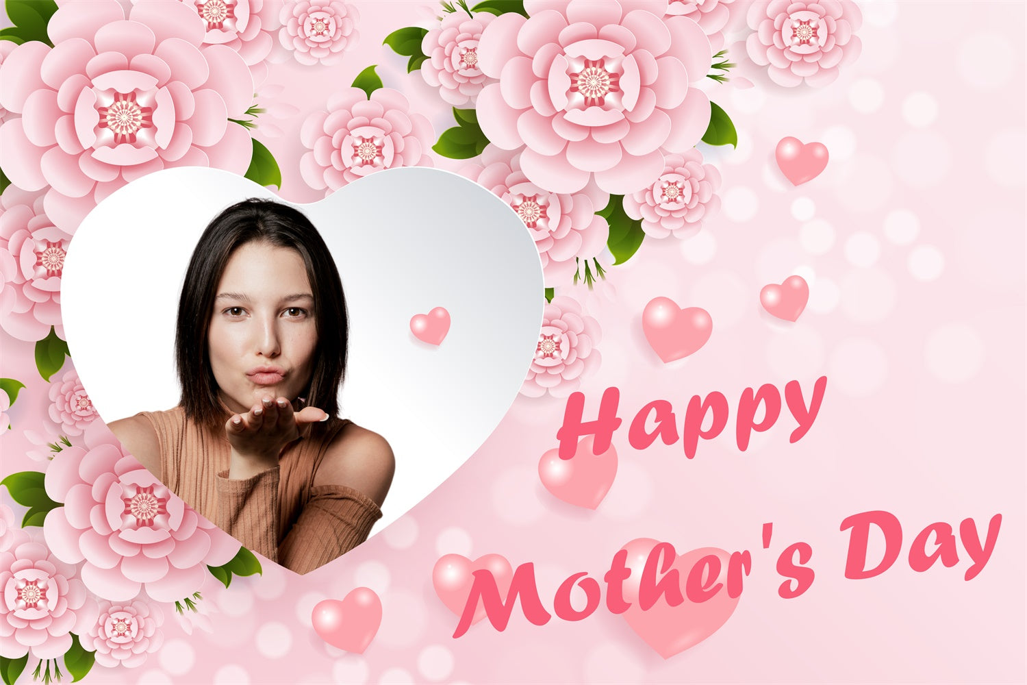 Mothers Day Backdrop Romantic Floral Heart Customized Backdrop CJJ3-107