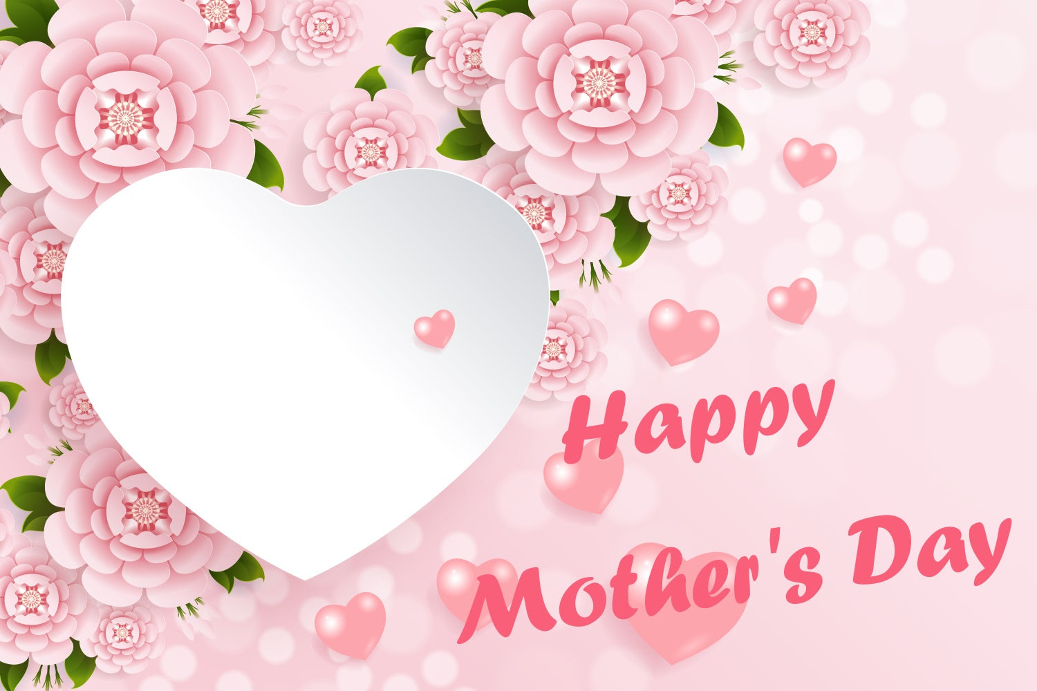 Mothers Day Backdrop Romantic Floral Heart Customized Backdrop CJJ3-107
