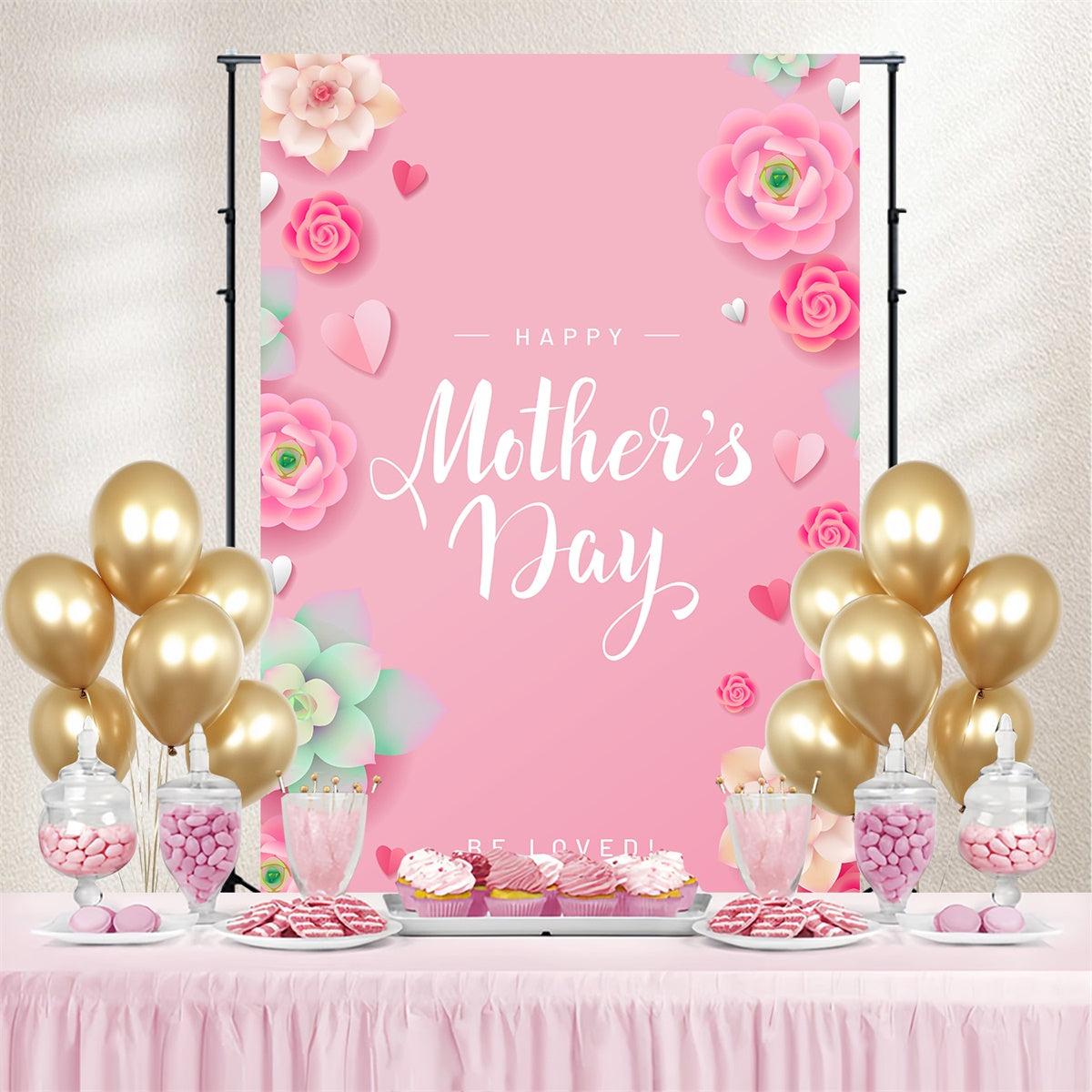 Backdrops For Mother's Day Charming Pastel Floral Custom Backdrop CJJ3-109