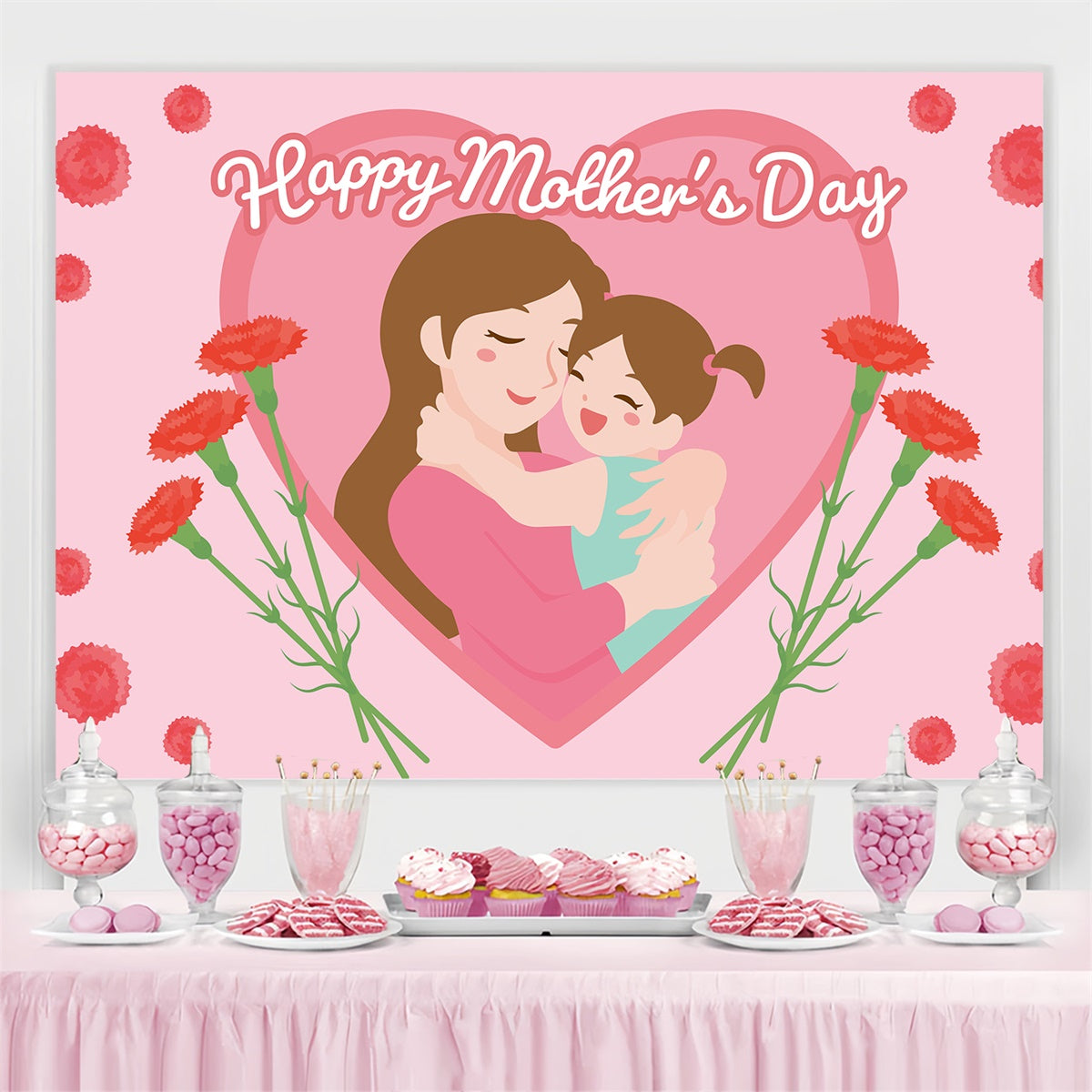 Mother's Day Backdrop Ideas Warm Embrace Flower Customized Backdrop CJJ3-114