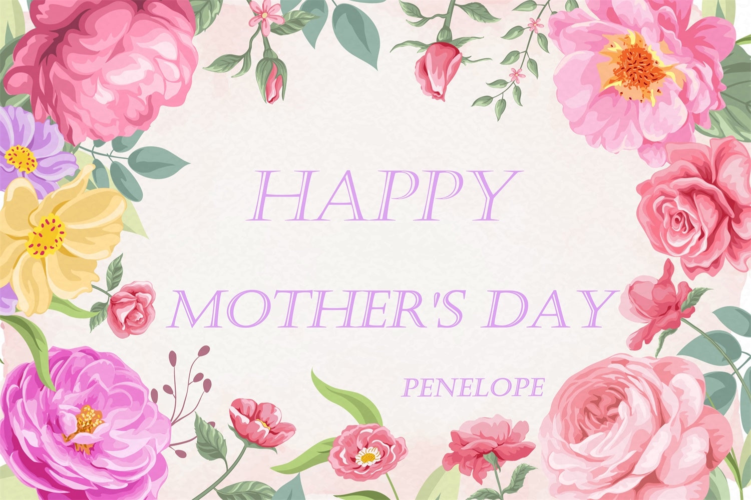 Mother's Day Backdrop Vintage Floral Frame Customized Backdrop CJJ3-115
