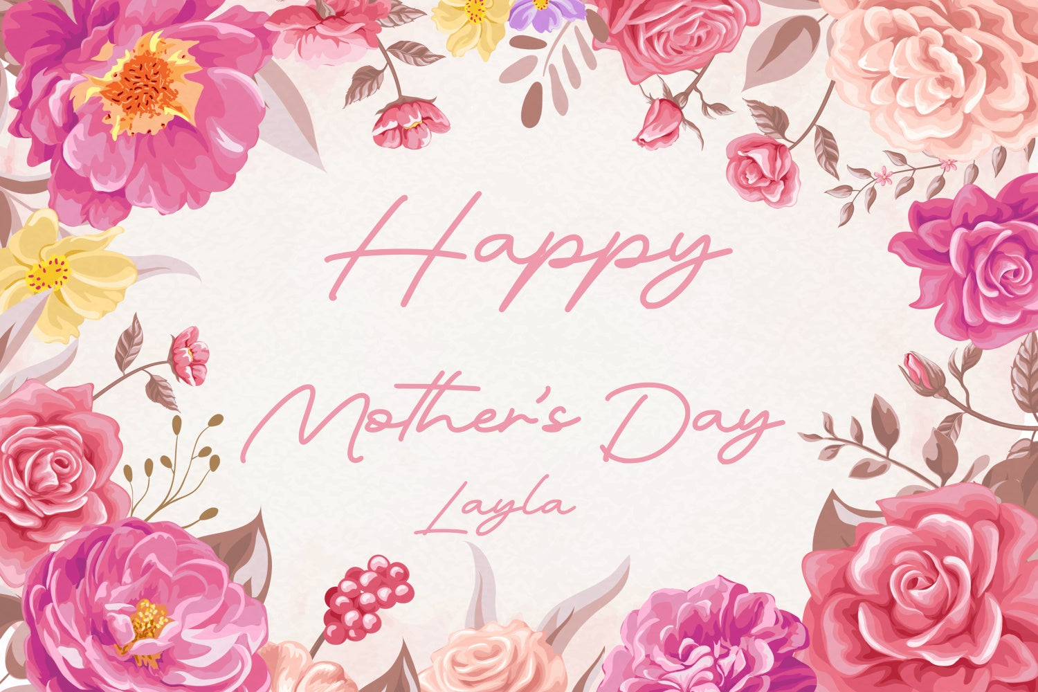 Mothers Day Backdrops Charming Watercolor Floral Custom Backdrop CJJ3-116