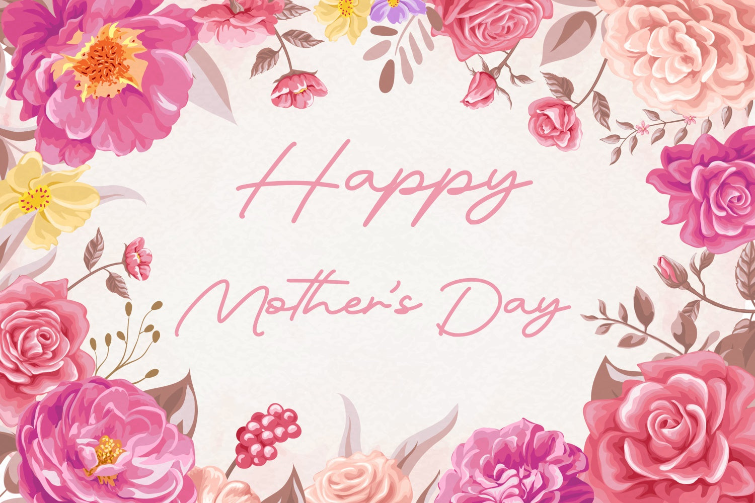 Mothers Day Backdrops Charming Watercolor Floral Custom Backdrop CJJ3-116