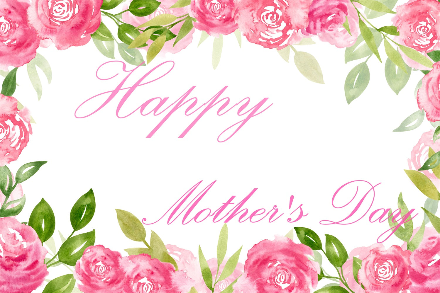Mothers Day Backdrop Watercolor Pink Rose Personalized Backdrop CJJ3-117