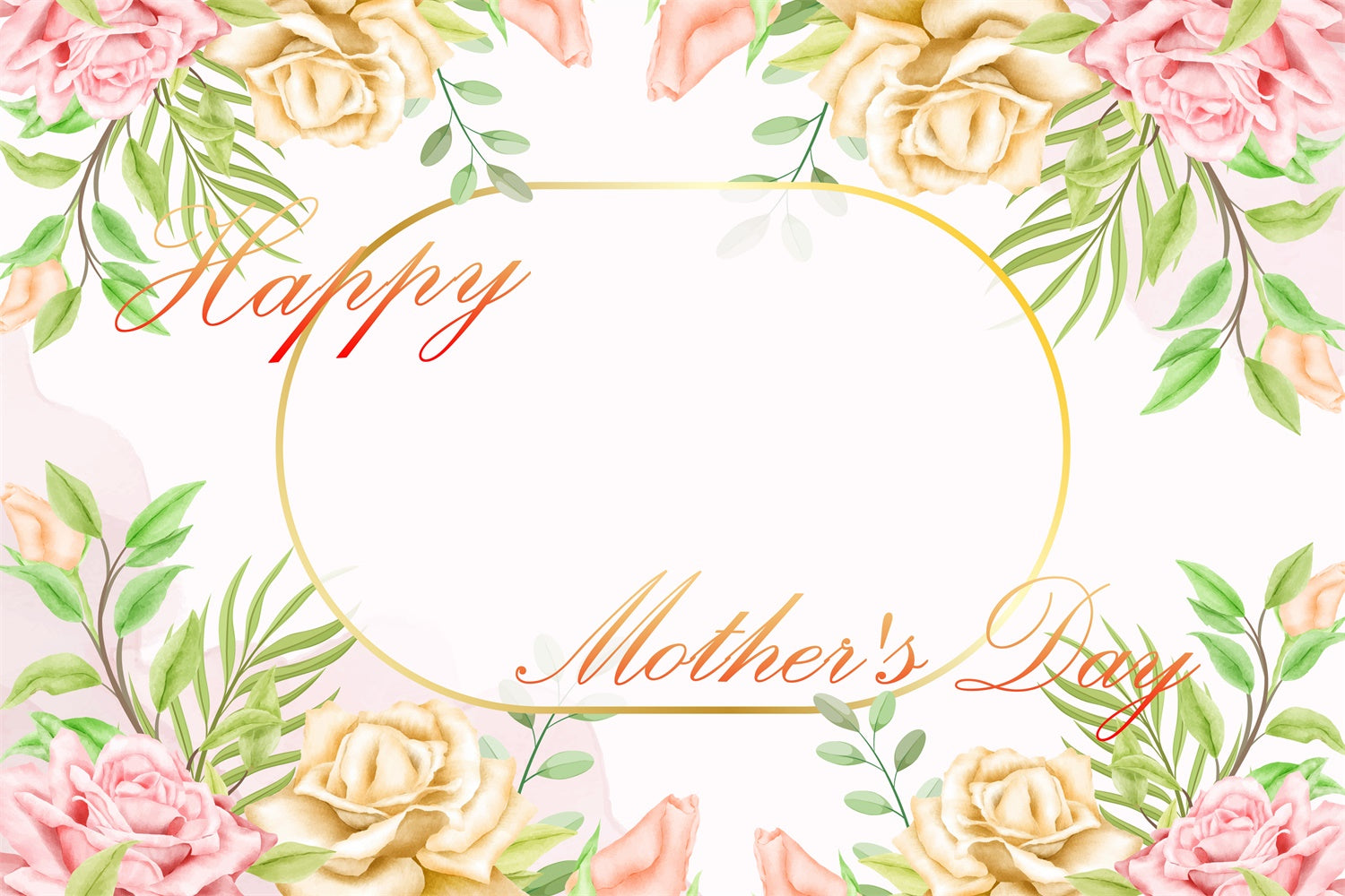 Mother's Day Backdrop Ideas Golden Floral Frame Custom Backdrop CJJ3-122