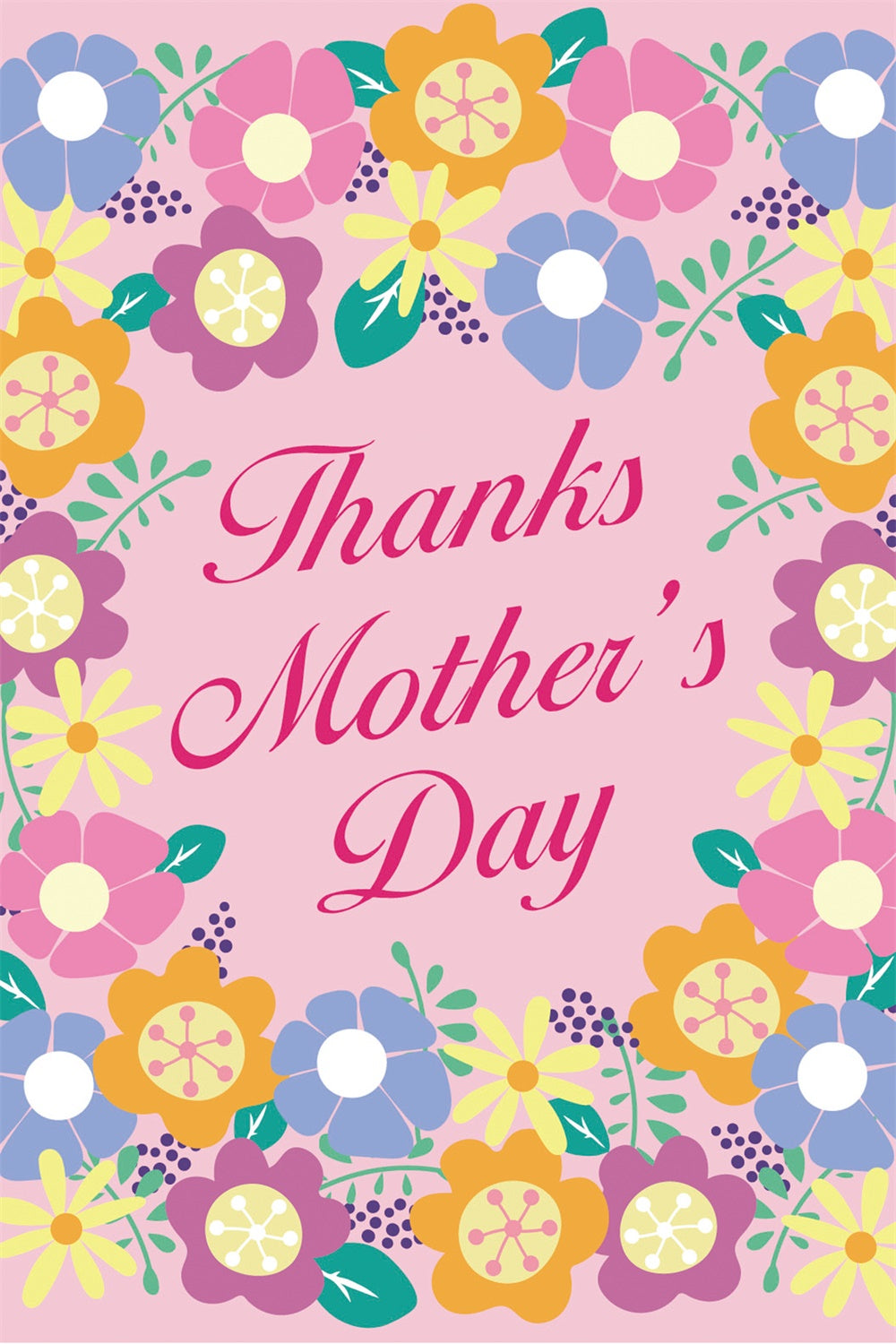 Mother's Day Backdrop Playful Retro Wildflower Custom Backdrop CJJ3-127