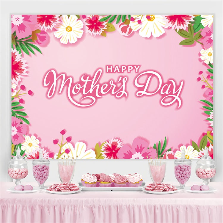 Mother's Day Backdrop Ideas Vibrant Pink Floral Custom Backdrop CJJ3-129