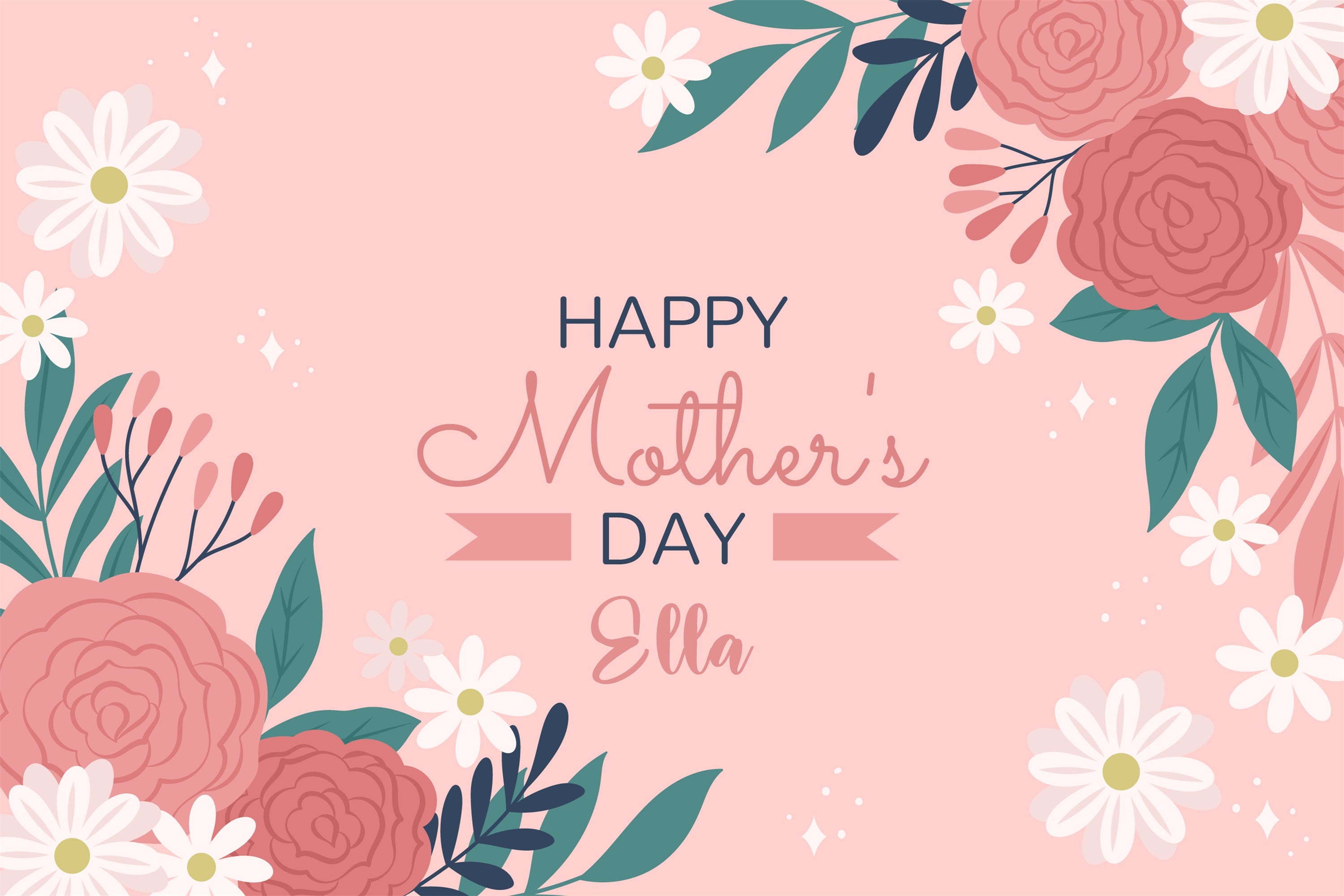 Mothers Day Backdrops Graceful Pink Floral Personalized Backdrop CJJ3-135