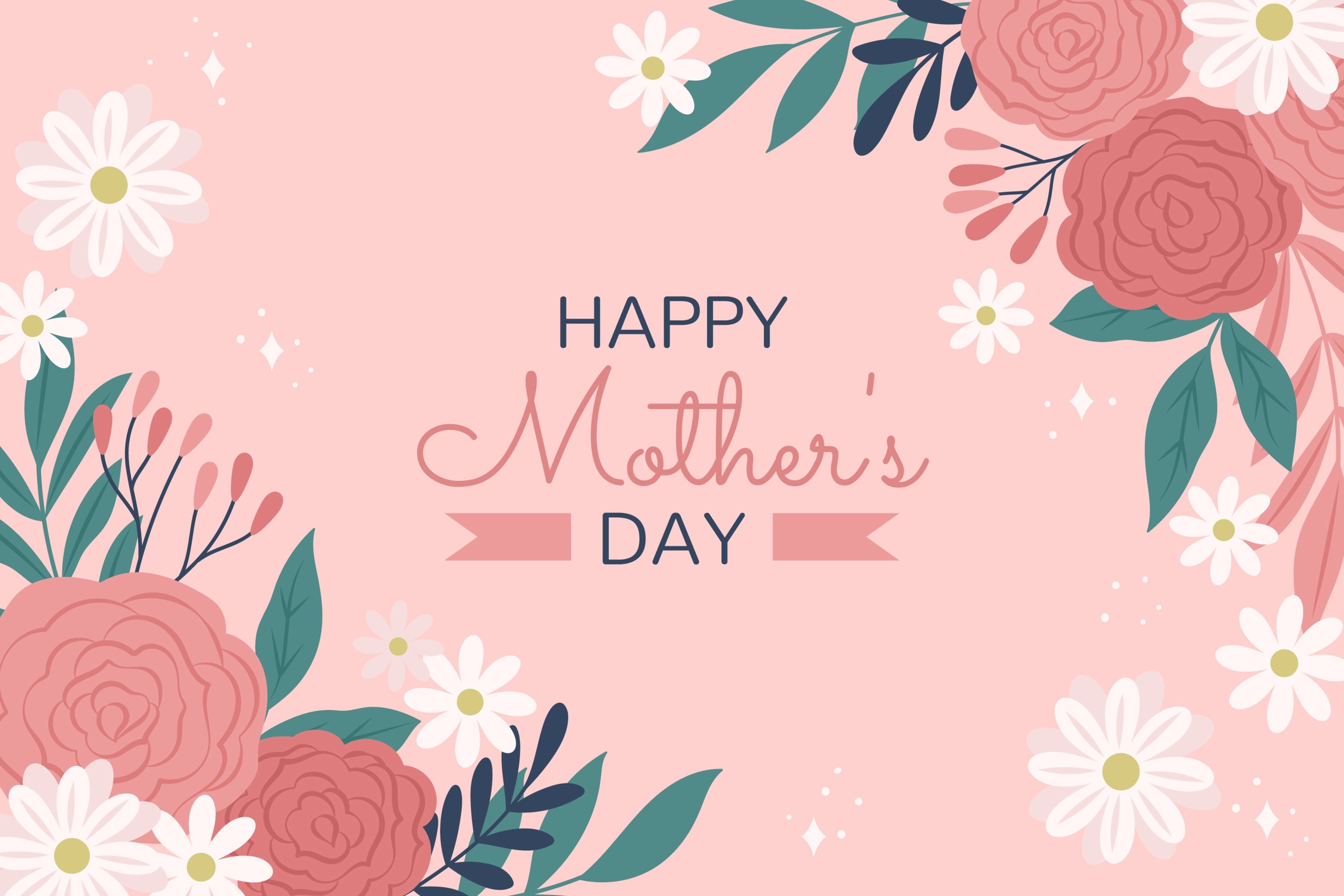 Mothers Day Backdrops Graceful Pink Floral Personalized Backdrop CJJ3-135