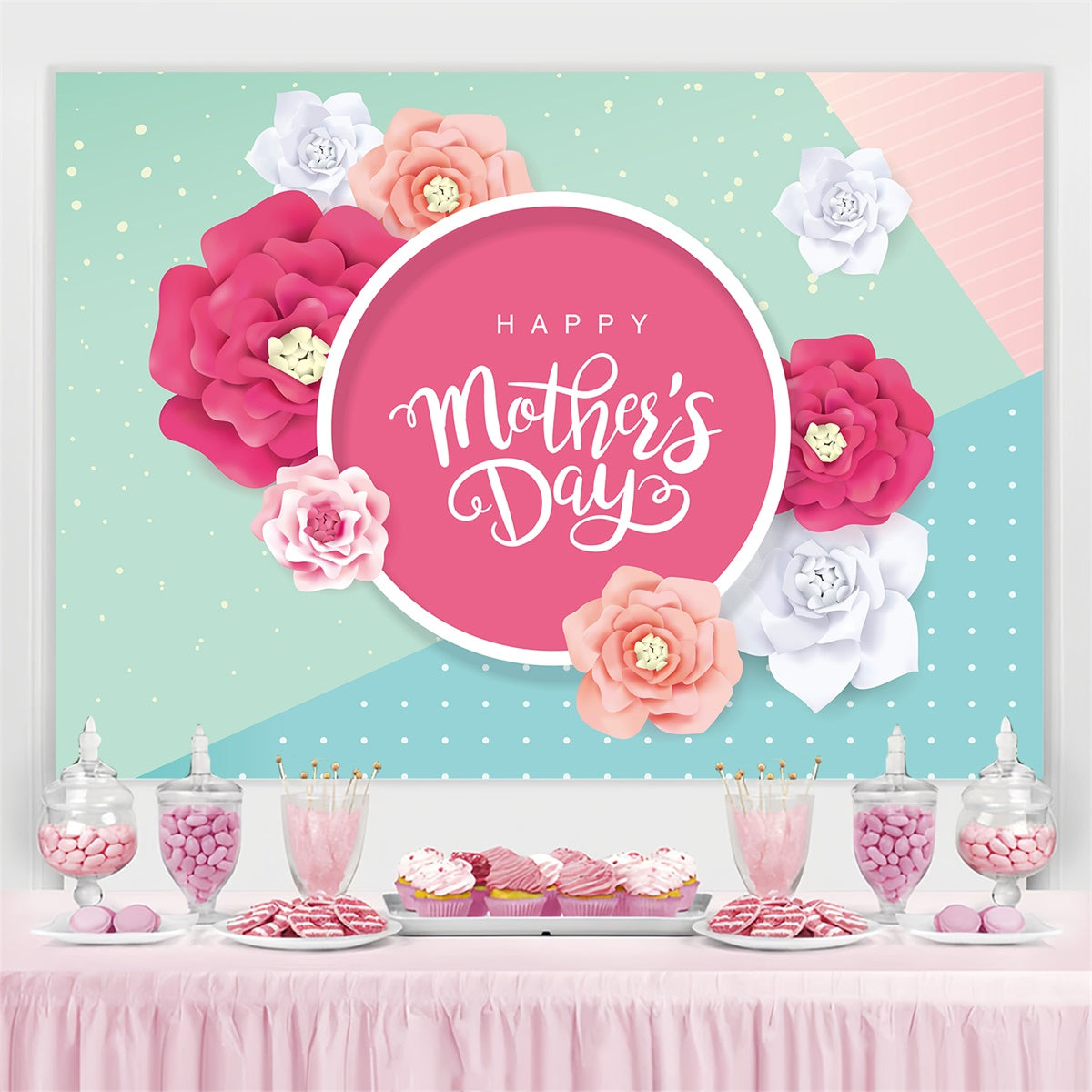 Mothers Day Backdrop Ideas Delicate Paper Flower Customized Backdrop CJJ3-136