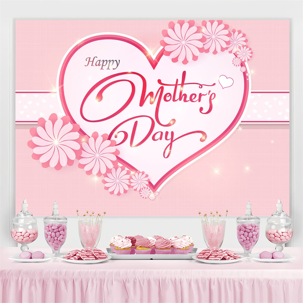 Mothers Day Photo Backdrops Elegant Sparkling Floral Custom Backdrop CJJ3-137