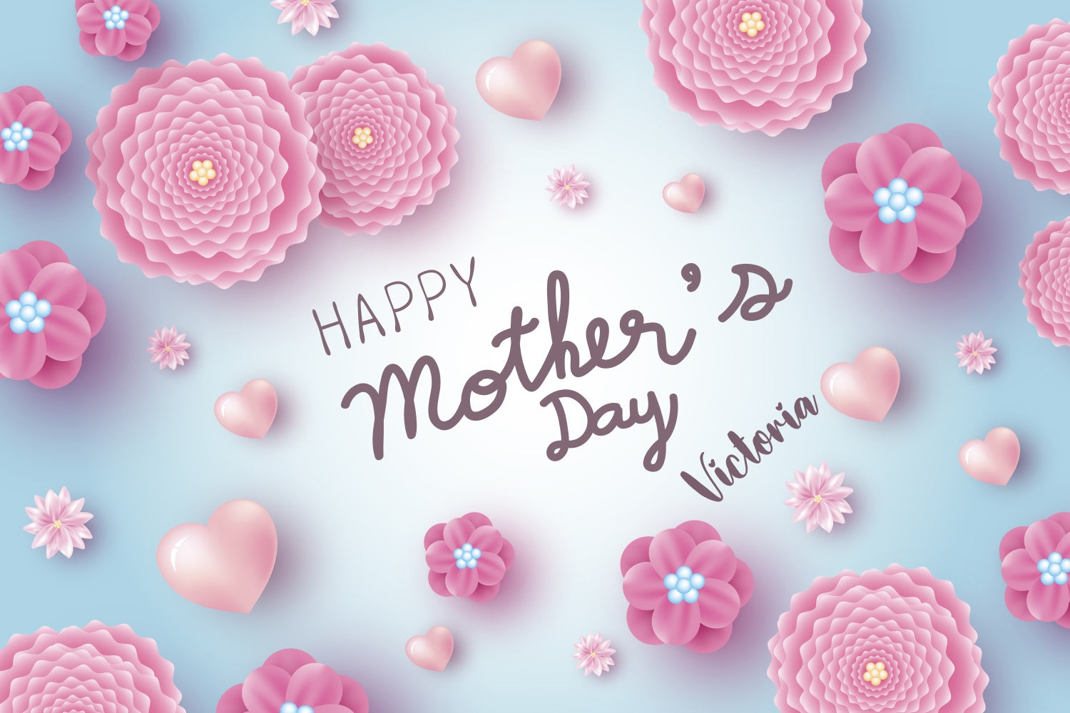 Happy Mother's Day Backdrop Delicate Heart Elegance Custom Backdrop CJJ3-140