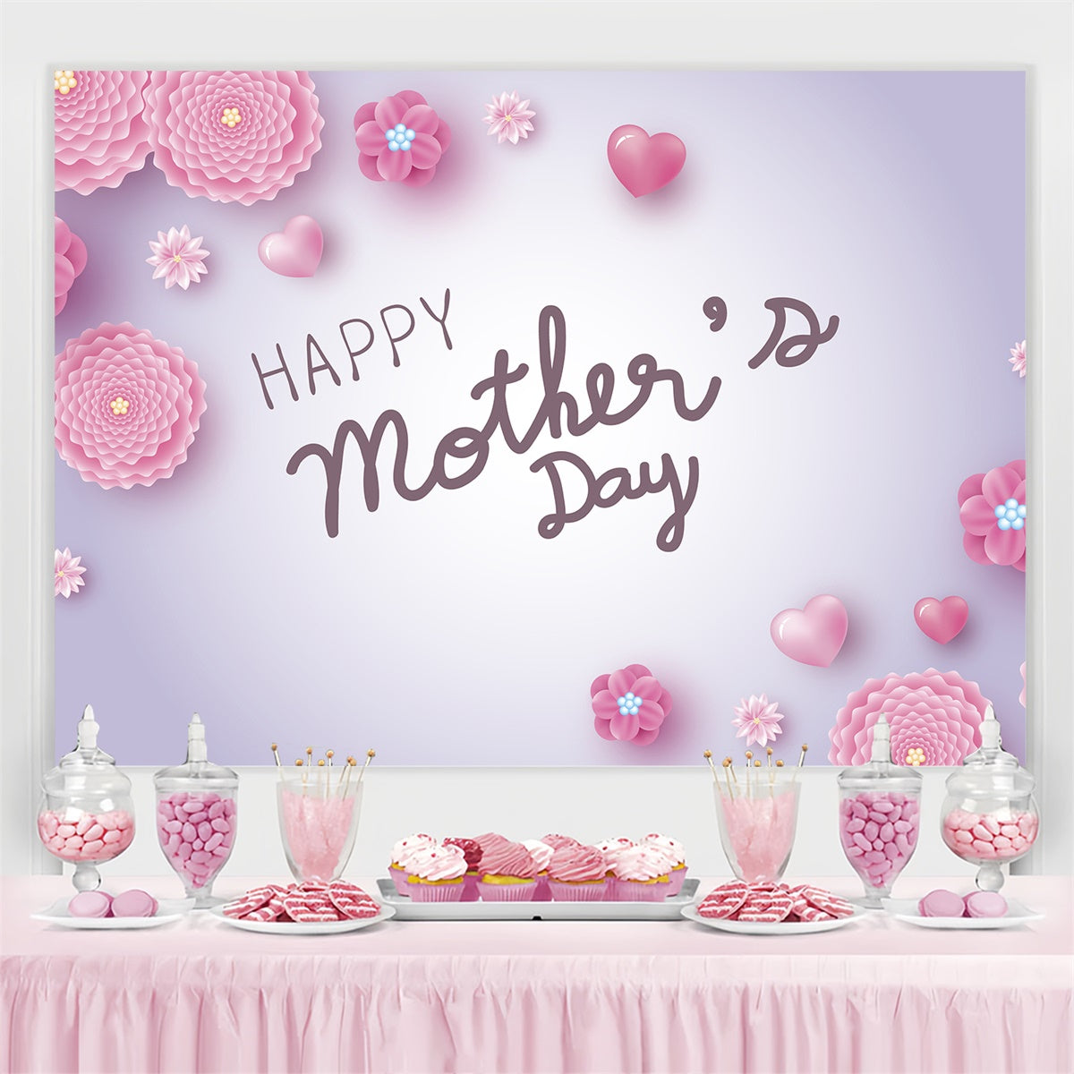 Mothers Day Backdrops Serene Pastel Floral Personalized Backdrop CJJ3-141