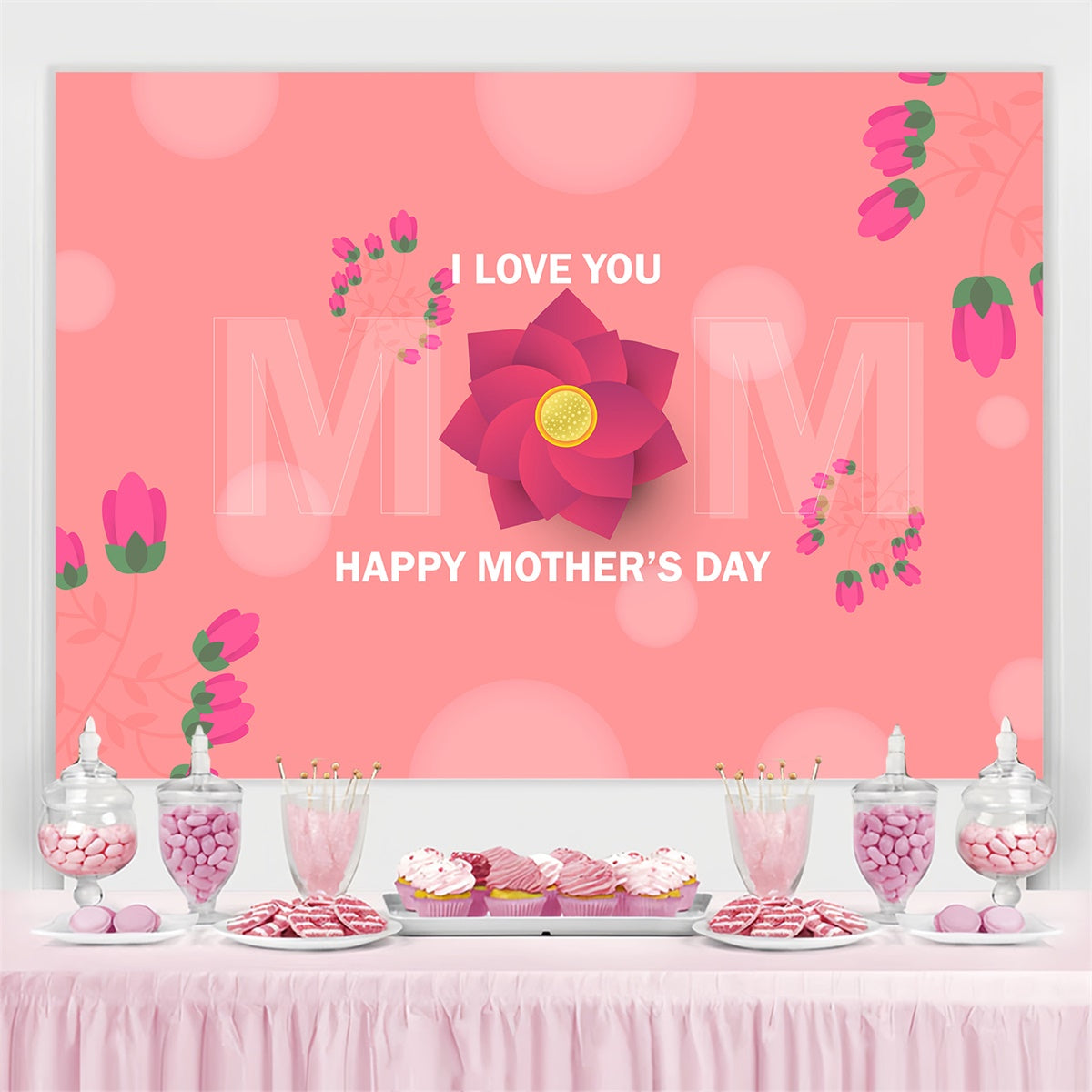 Mother's Day Backdrops Charming Blush Lotus Customized Backdrop CJJ3-158