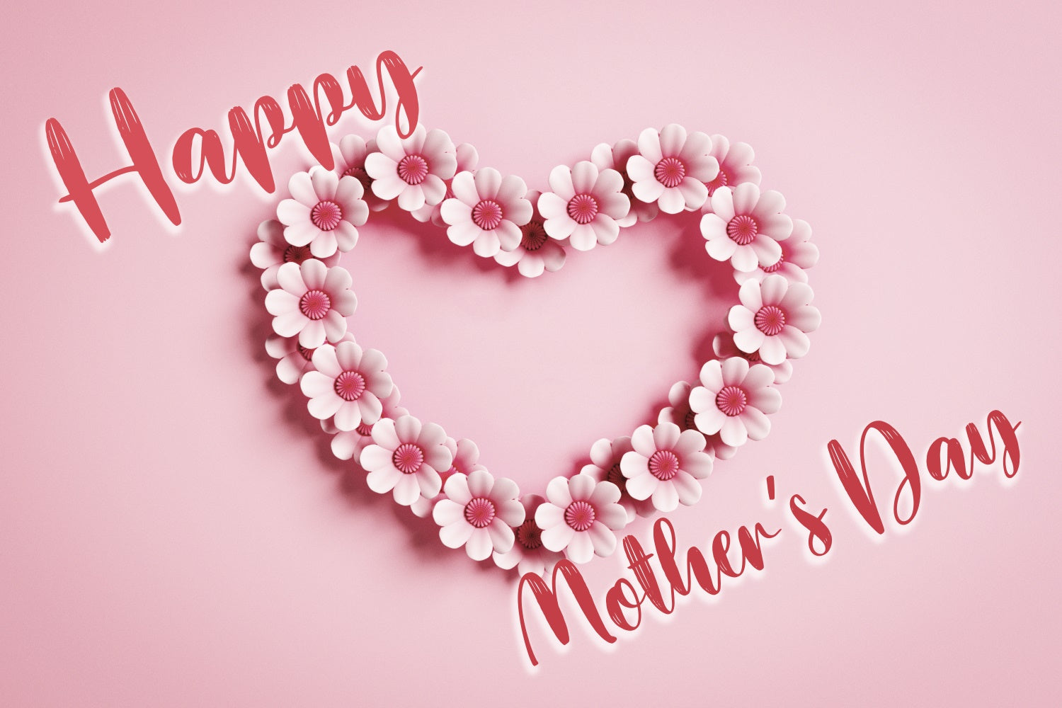 Mothers Day Backdrop Floral Heart Garland Pink Custom Backdrop CJJ3-159
